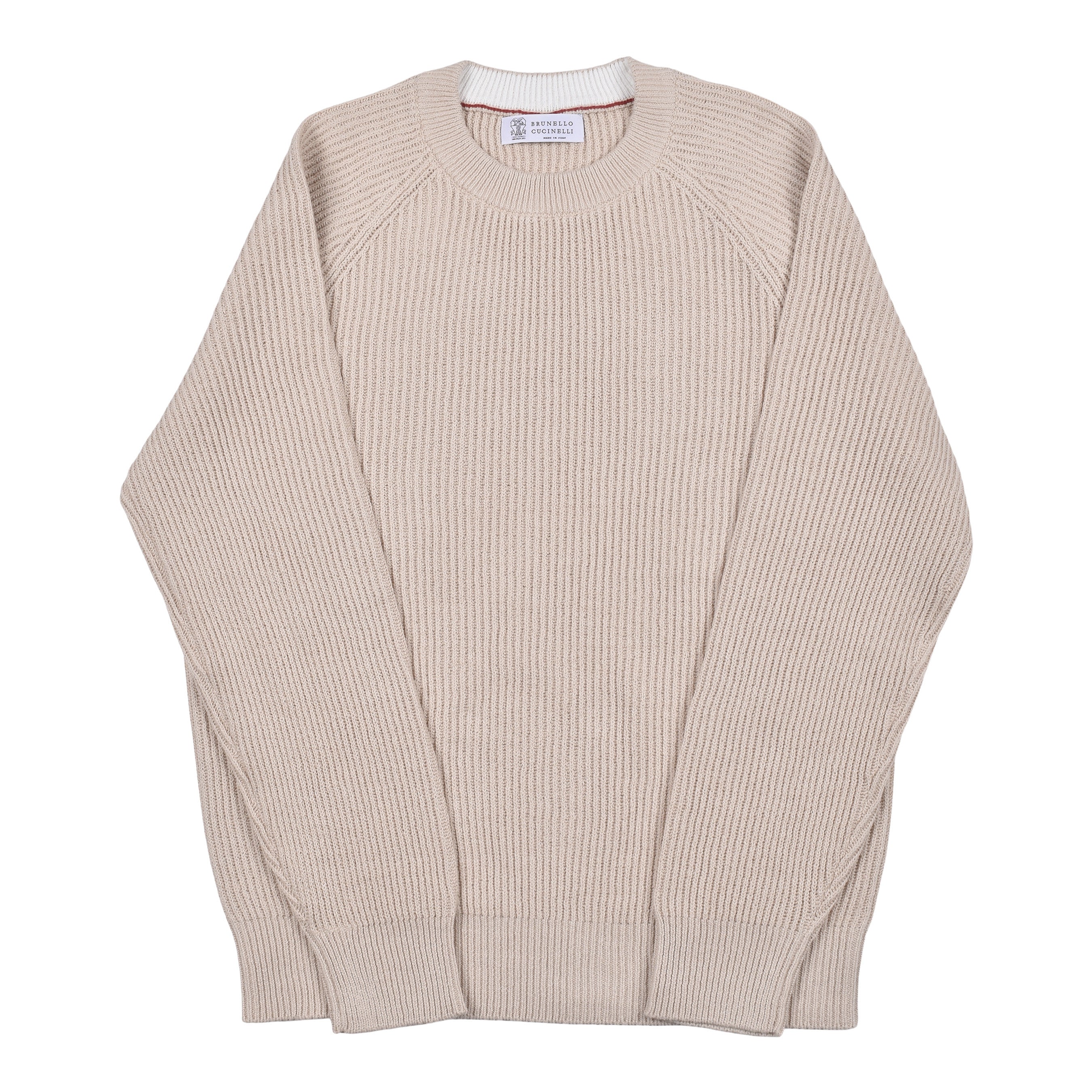 BRUNELLO CUCINELLI MEN'S ROPE ENGLISH RIB CREW NECK SWEATER