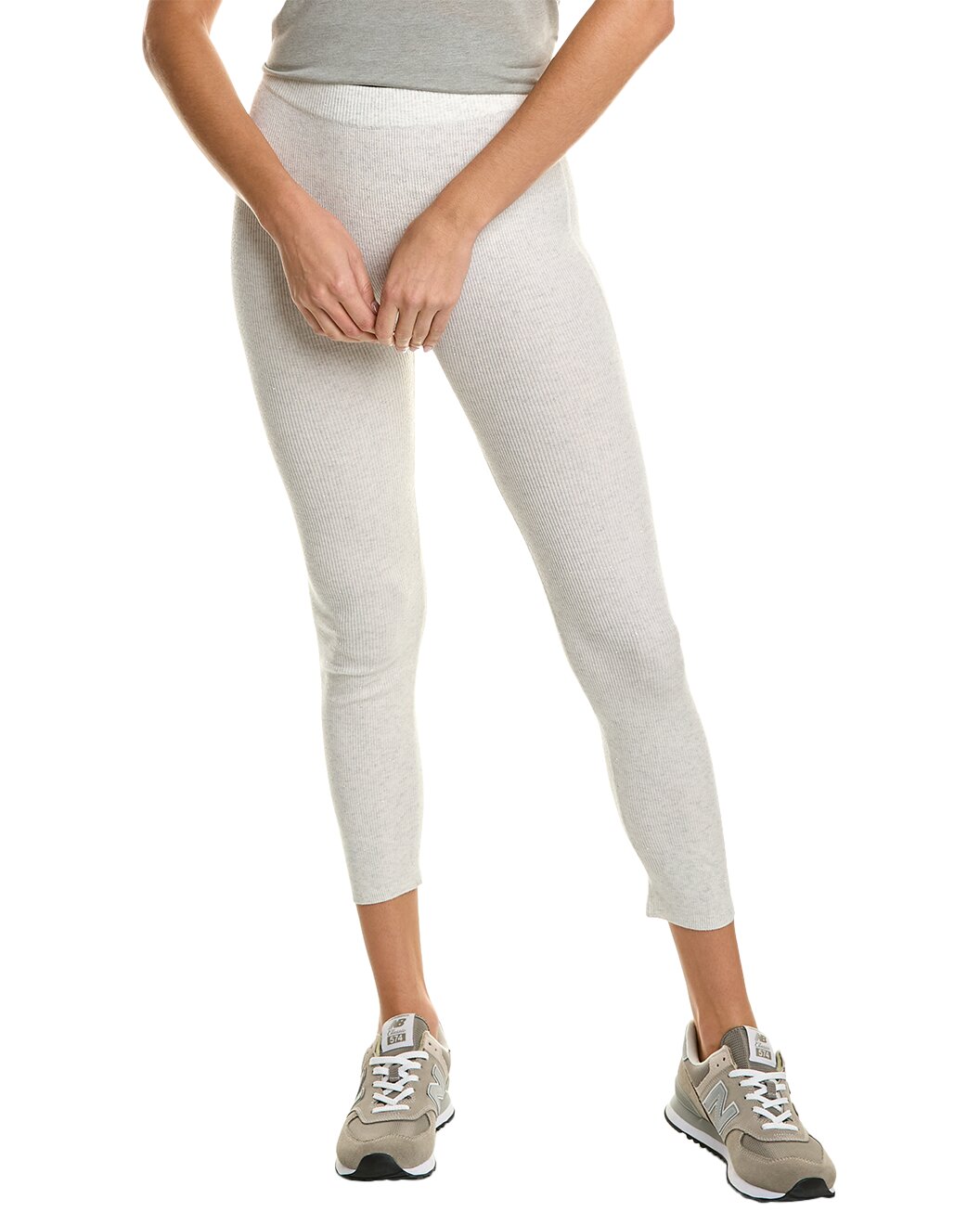 BRUNELLO CUCINELLI WOMEN'S WHITE RIBBED KNIT LEGGINGS