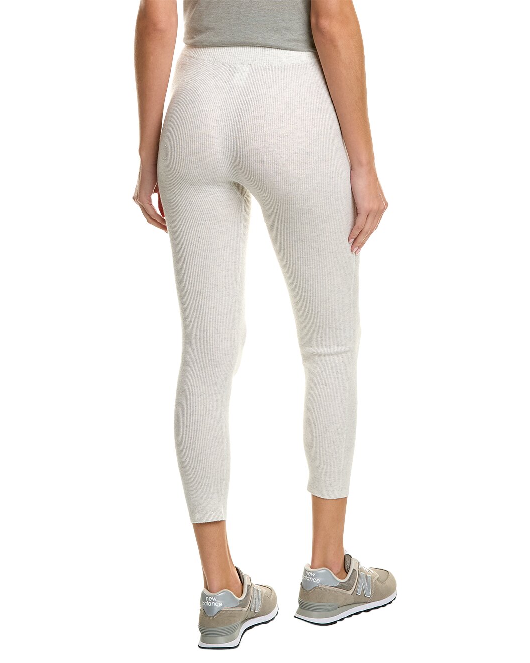 BRUNELLO CUCINELLI WOMEN'S WHITE RIBBED KNIT LEGGINGS