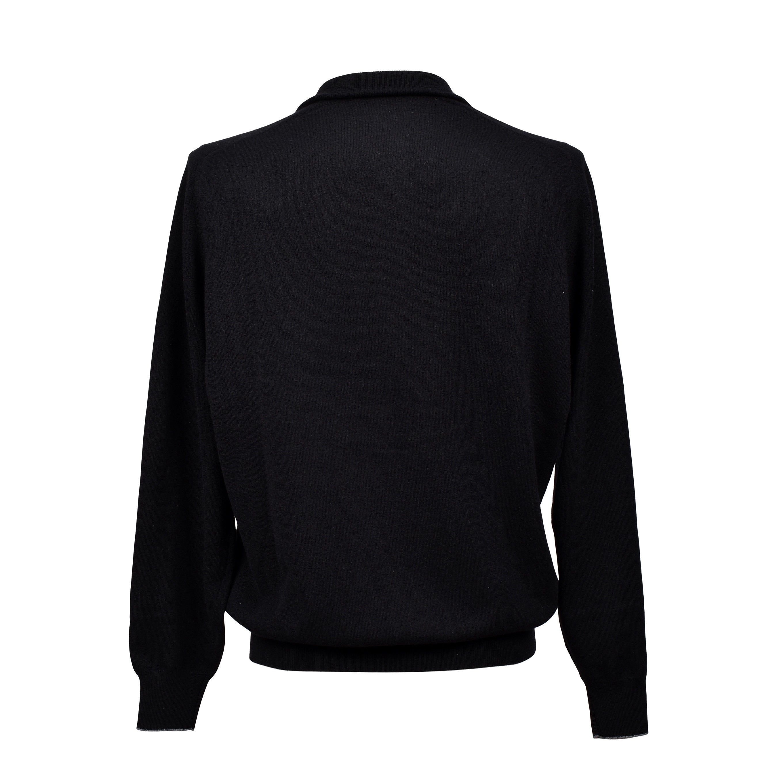 BRUNELLO CUCINELLI MEN'S 100% CASHMERE ZET BLACK ZIP UP SWEATER