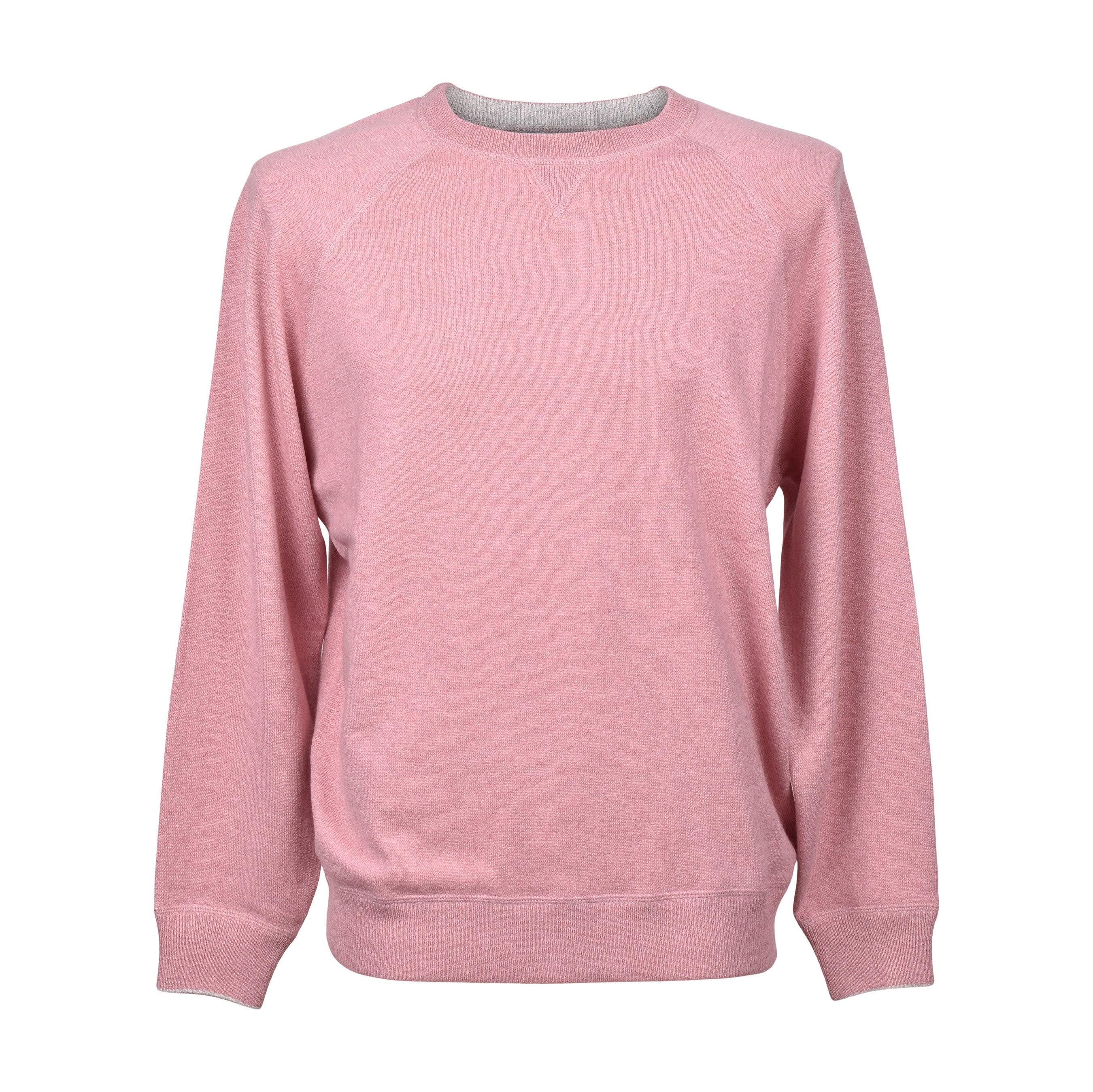 BRUNELLO CUCINELLI MEN'S PINK CASHMERE CREW NECK SWEATER