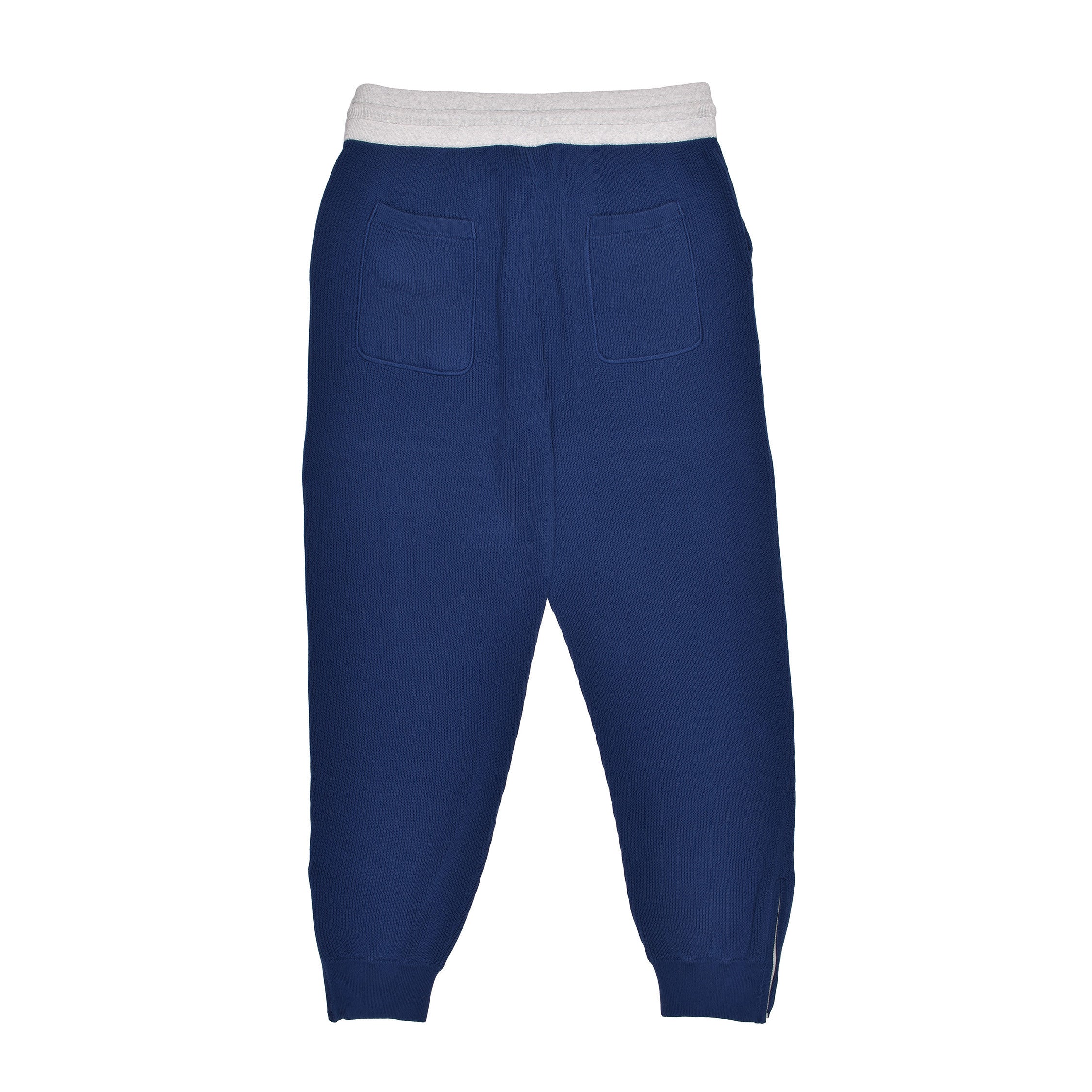 BRUNELLO CUCINELLI MEN'S BLUE KNIT TROUSERS WITH DRAWSTRING