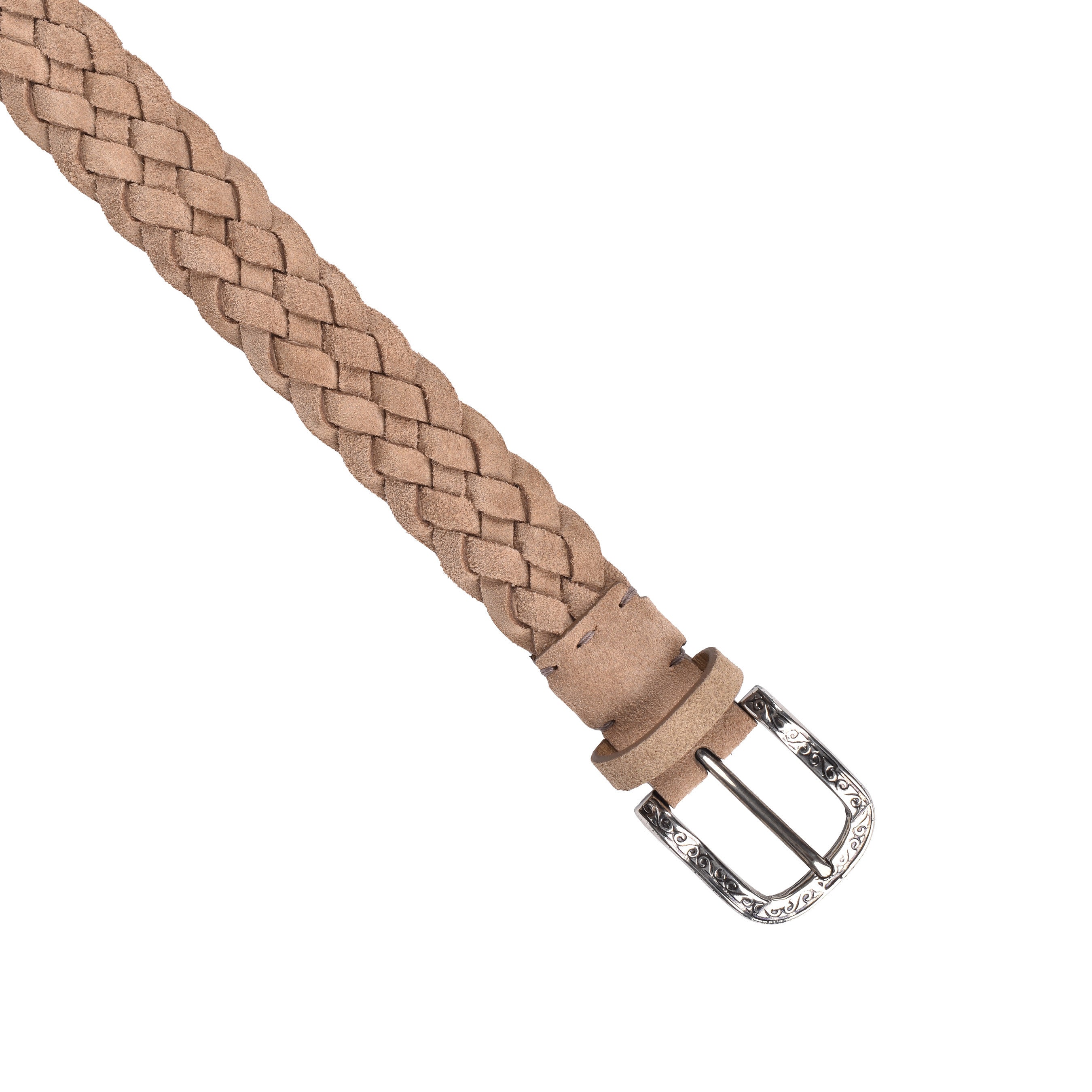 BRUNELLO CUCINELLI MEN'S 100% LEATHER BRAIDED BELT WITH WESTERN STYLE BUCKLE