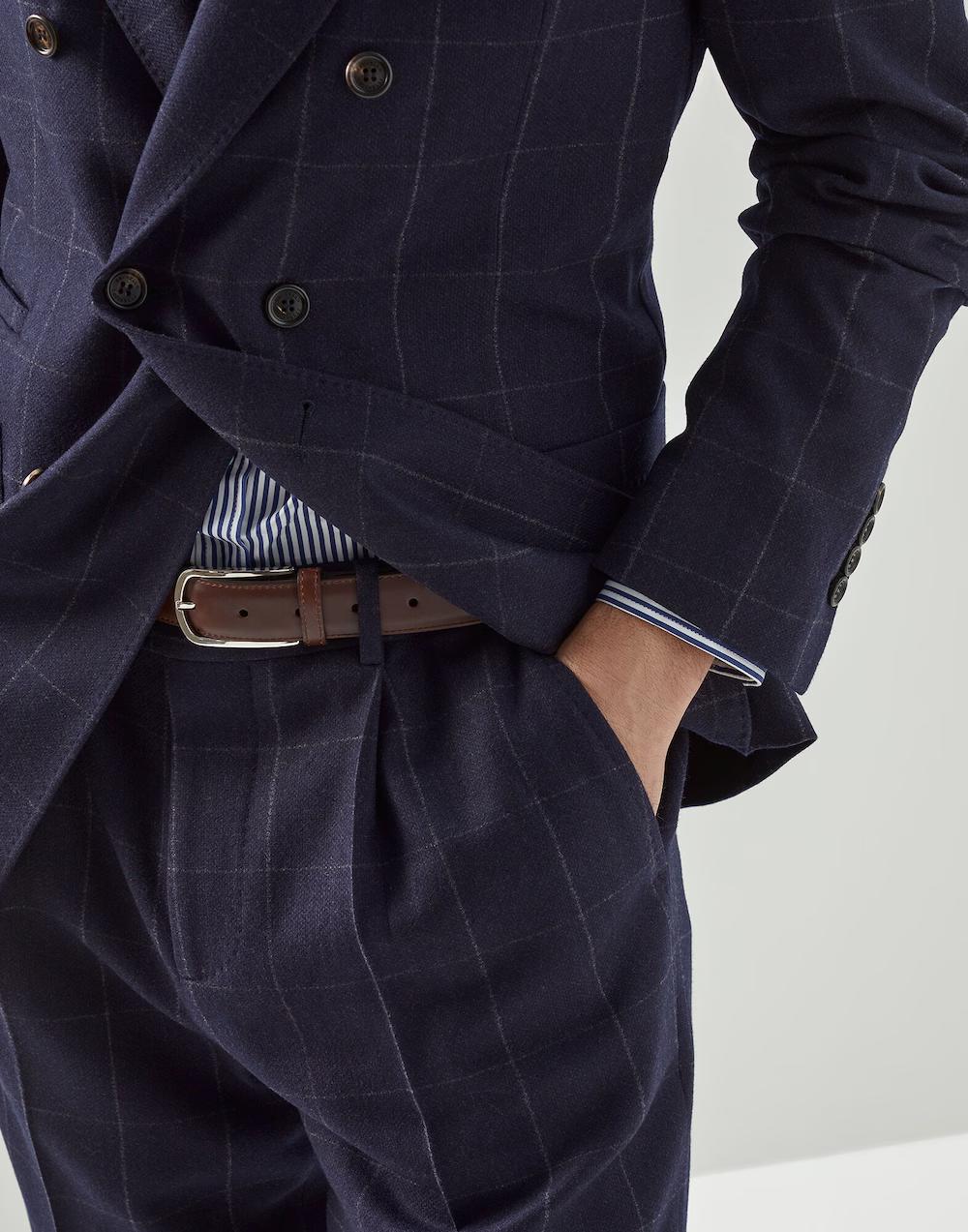 BRUNELLO CUCINELLI MEN'S CHESTNUT LEATHER BELT