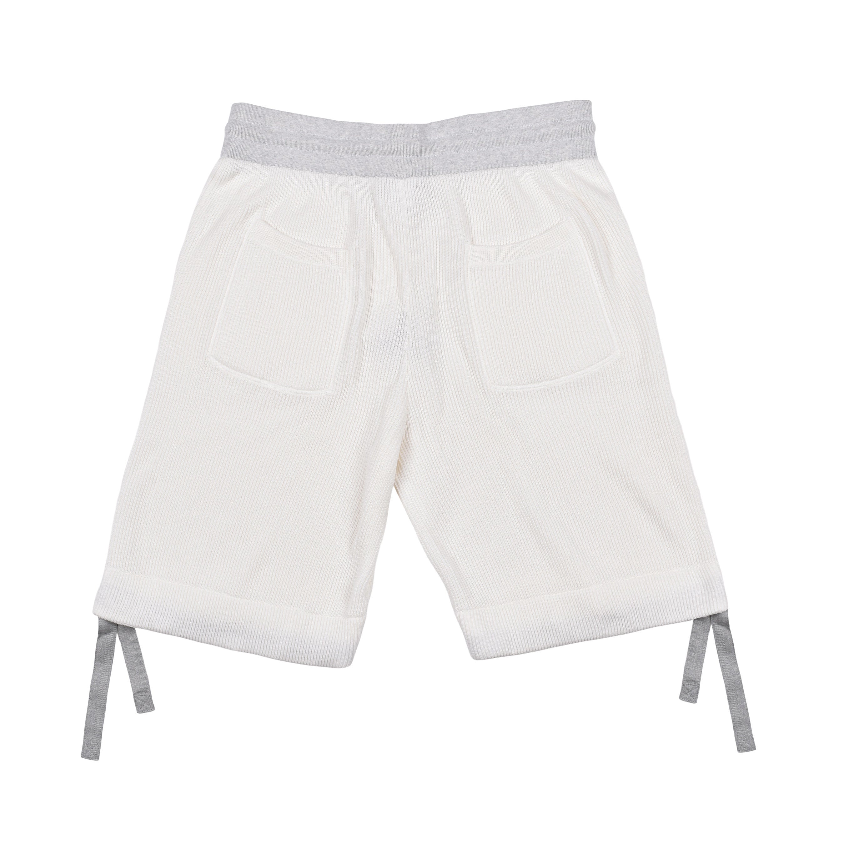 BRUNELLO CUCINELLI MEN'S CREAM RIBBED KNIT BERMUDA SHORTS