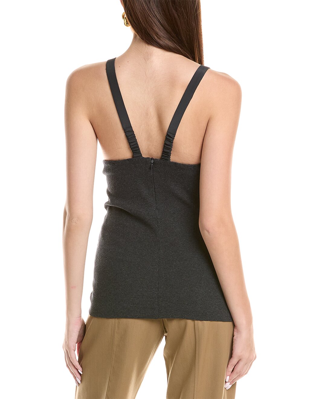 BRUNELLO CUCINELLI WOMEN'S CHARCOAL DEEP V SHIRT