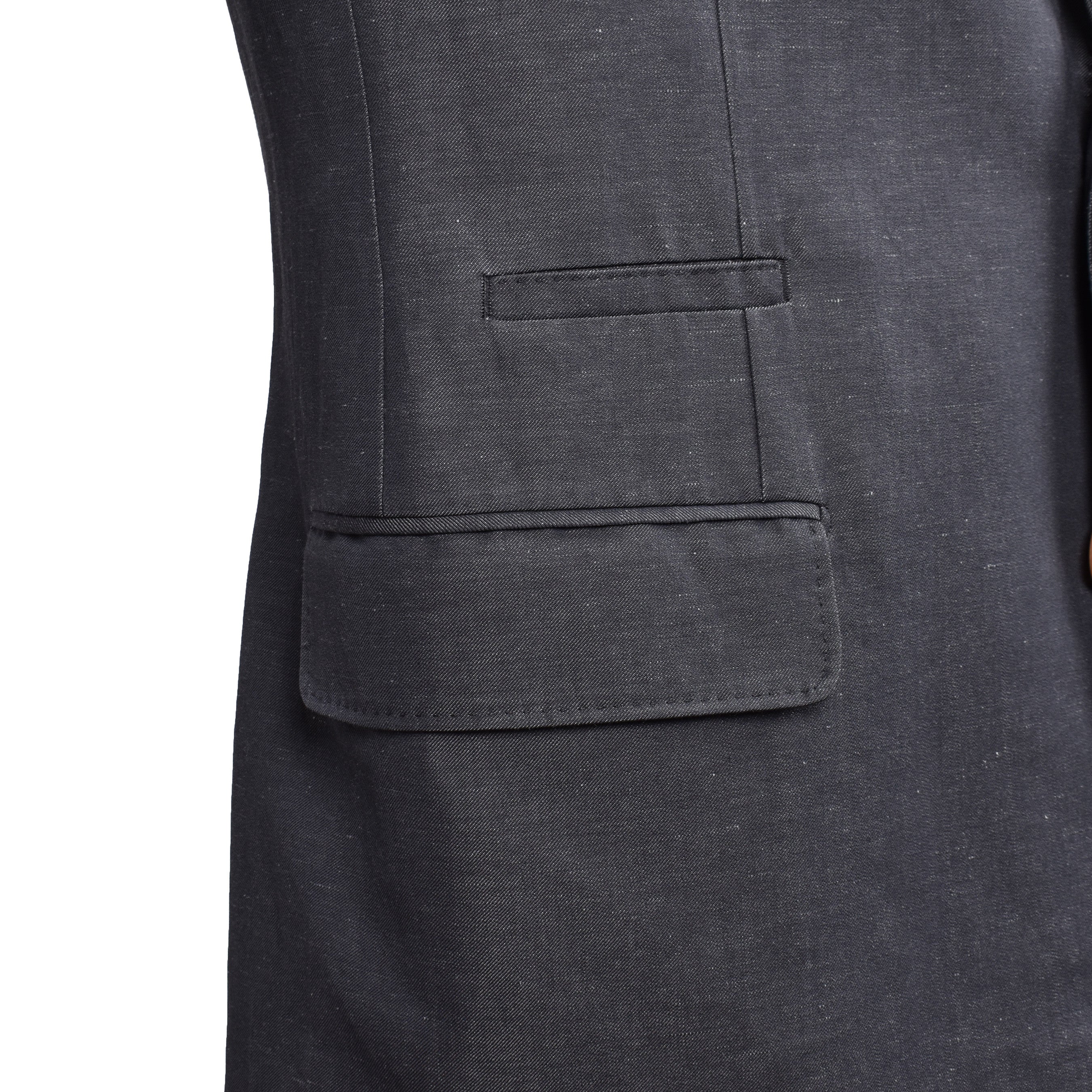 BRUNELLO CUCINELLI MEN'S DARK GREY WOOL LINEN SUIT