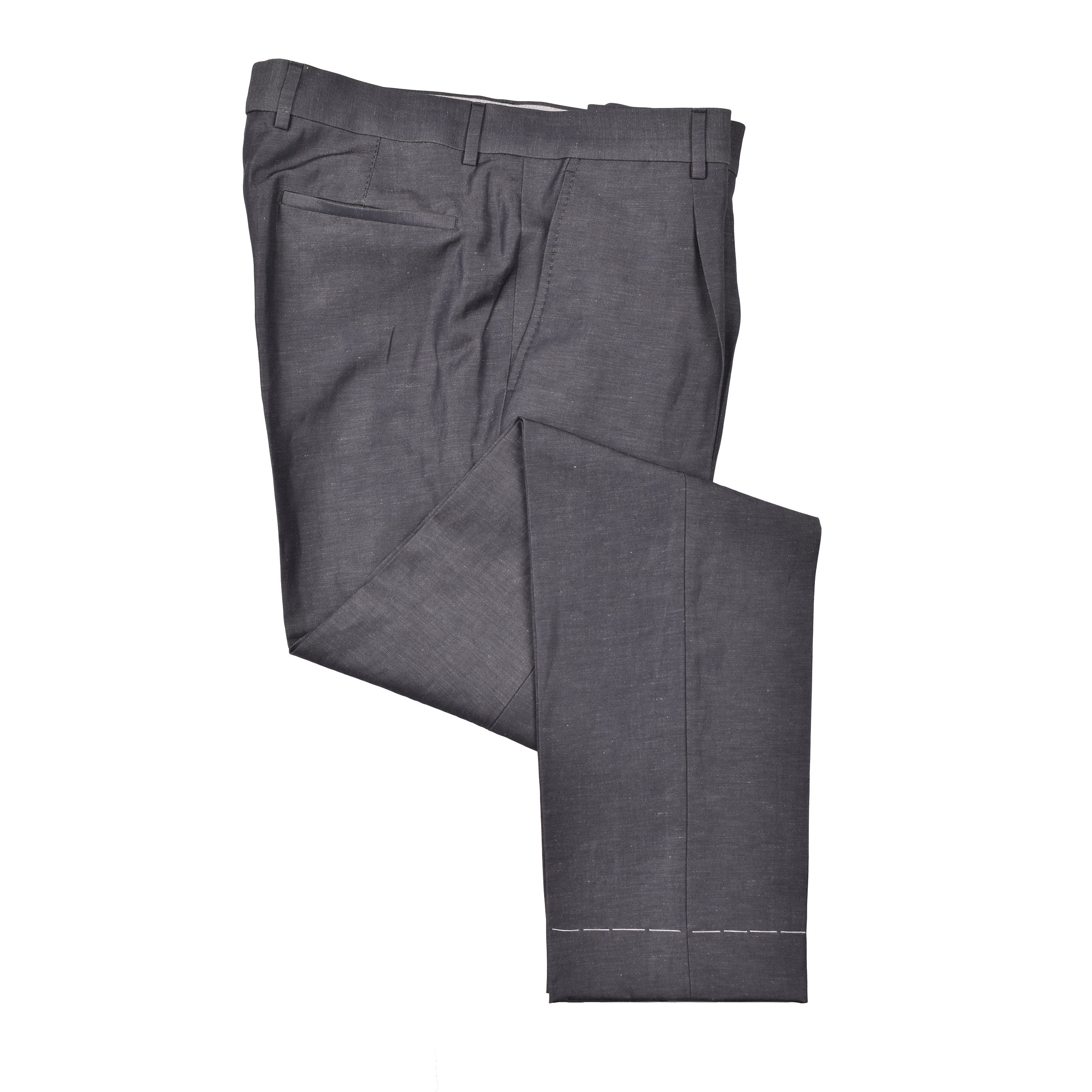 BRUNELLO CUCINELLI MEN'S DARK GREY WOOL LINEN SUIT