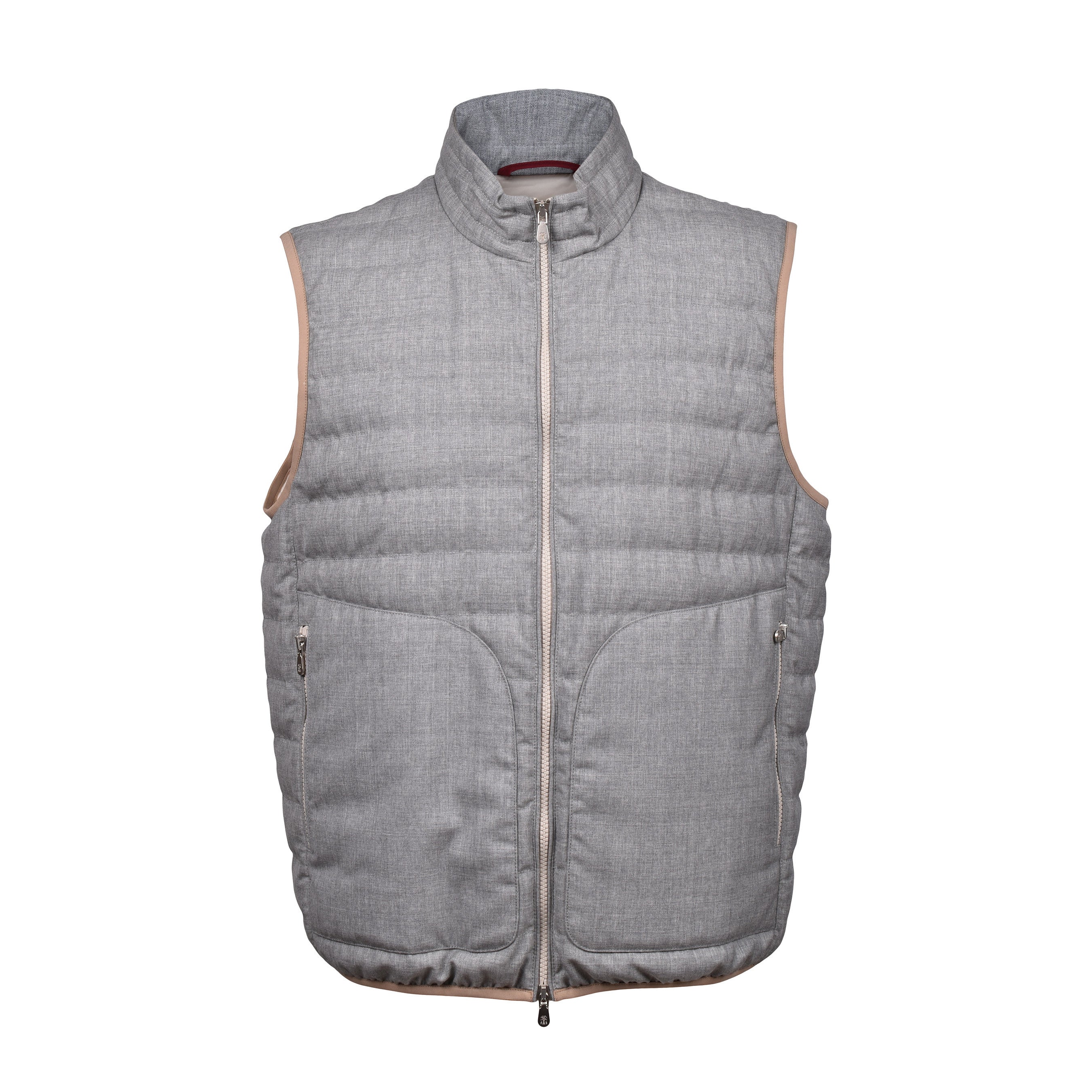 BRUNELLO CUCINELLI MEN'S 100% VIRGIN WOOL ZIP UP QUILTED CASUAL PUFFER VEST