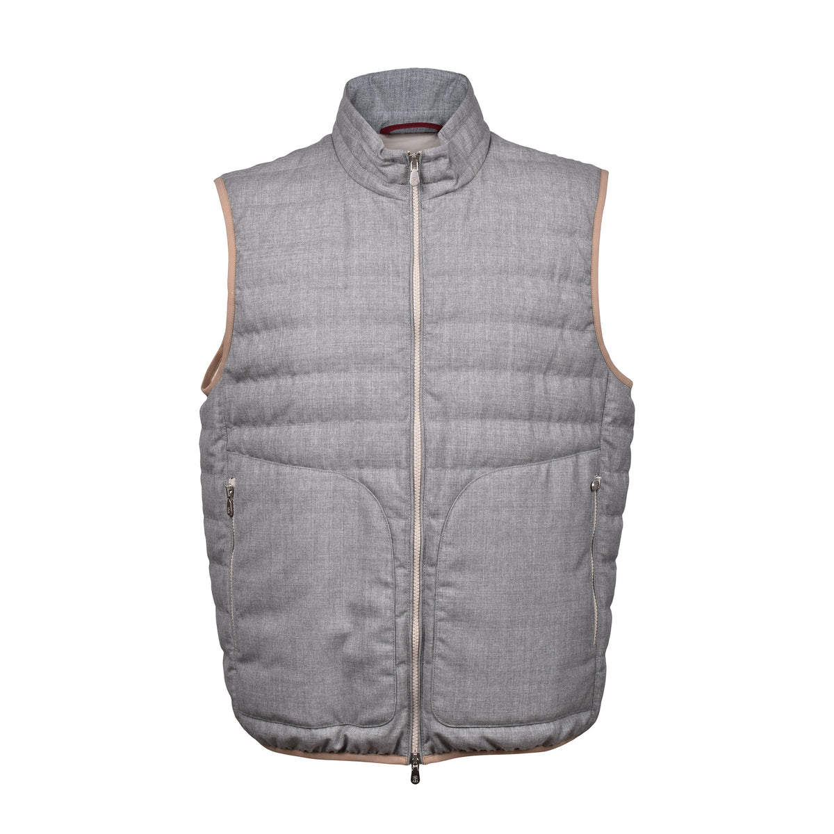 BRUNELLO CUCINELLI MEN'S 100% VIRGIN WOOL ZIP UP QUILTED CASUAL PUFFER VEST