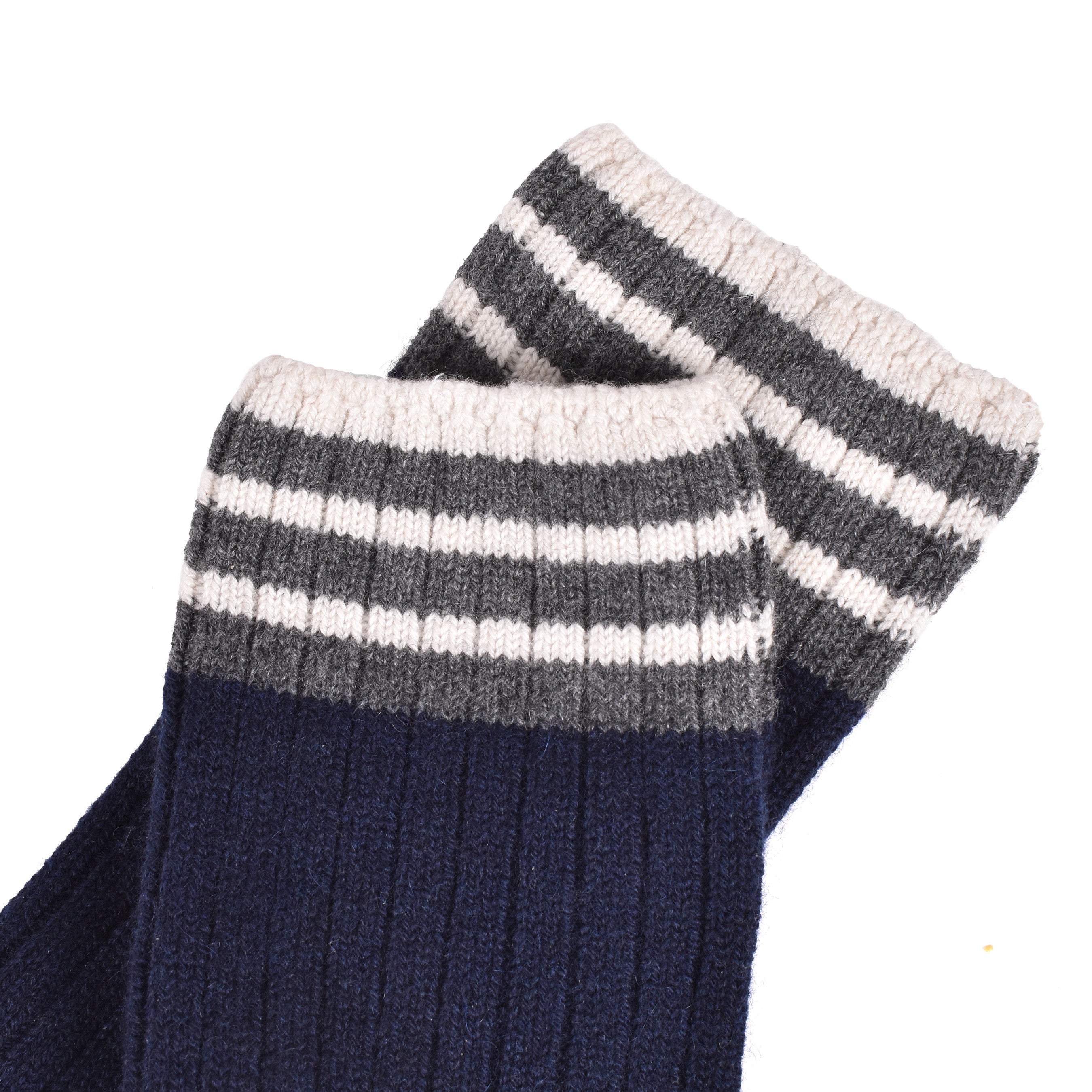BRUNELLO CUCINELLI MEN'S 100% CASHMERE TWO TONE MID CALF CASUAL SOCKS NEW