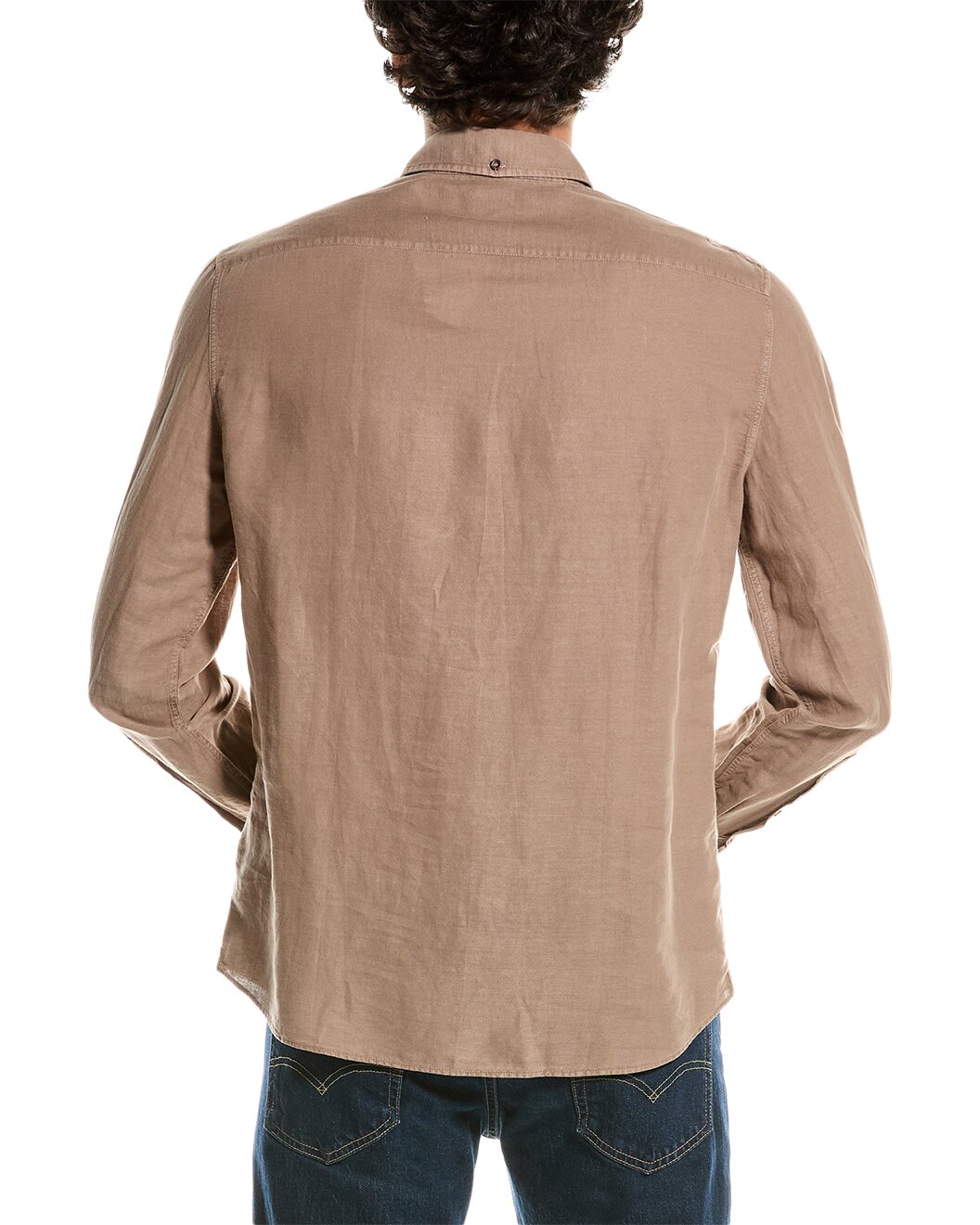 BRUNELLO CUCINELLI MEN'S TOBACCO LONG-SLEEVE SHIRT WITH POCKETS