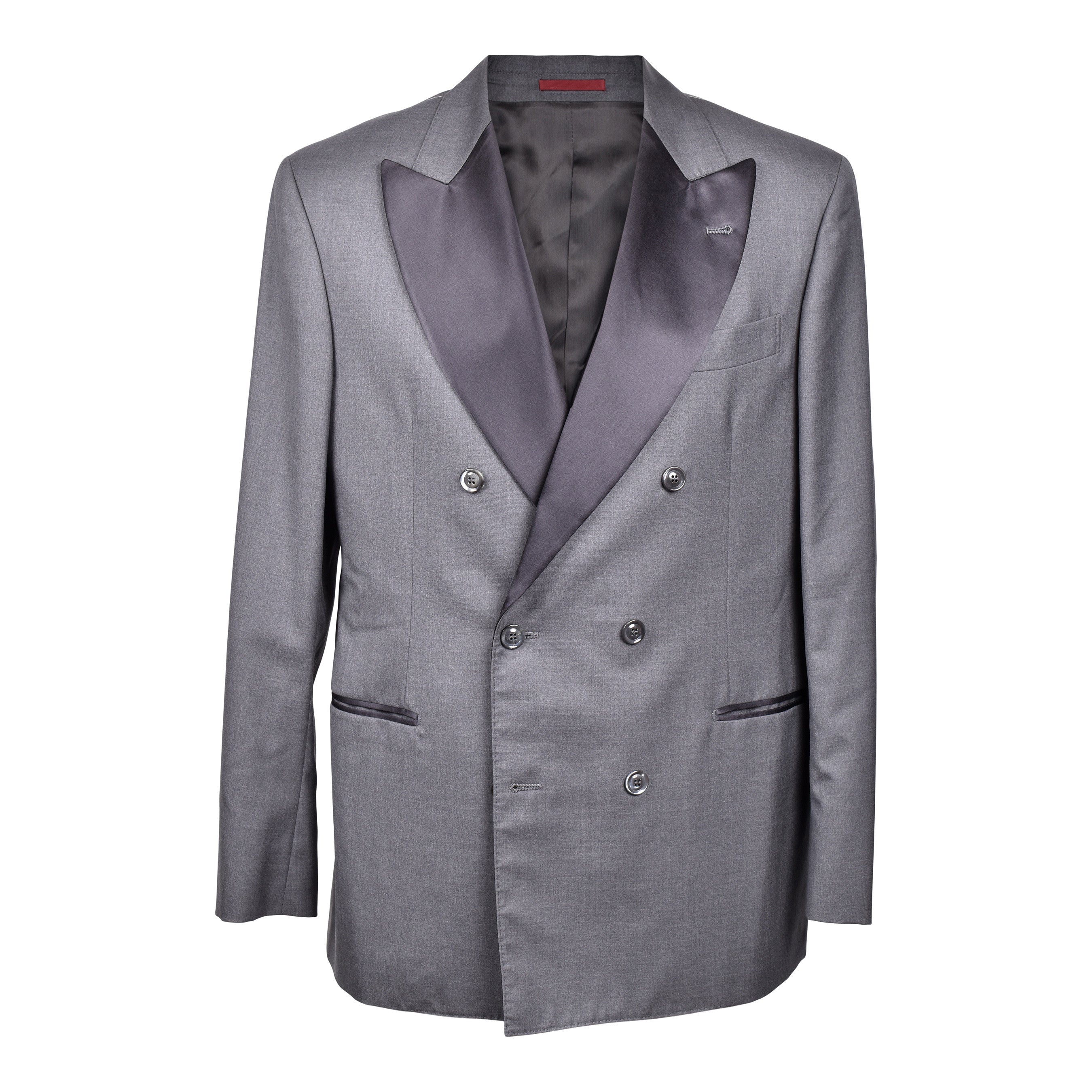 BRUNELLO CUCINELLI MEN'S GRAY WOOL SILK TUXEDO BLAZER