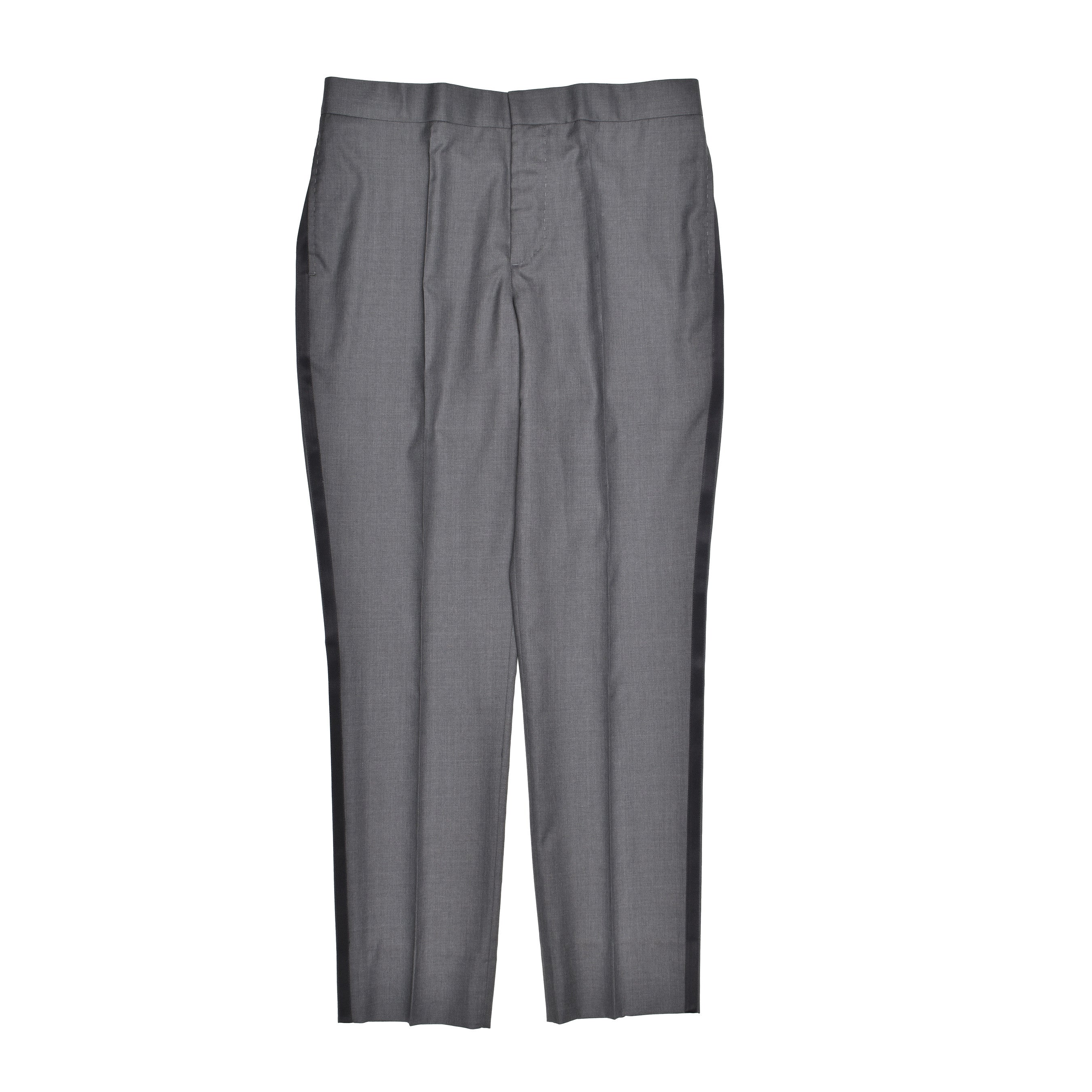 BRUNELLO CUCINELLI MEN'S VIRGIN WOOL GRAY TUXEDO PANTS/TROUSERS