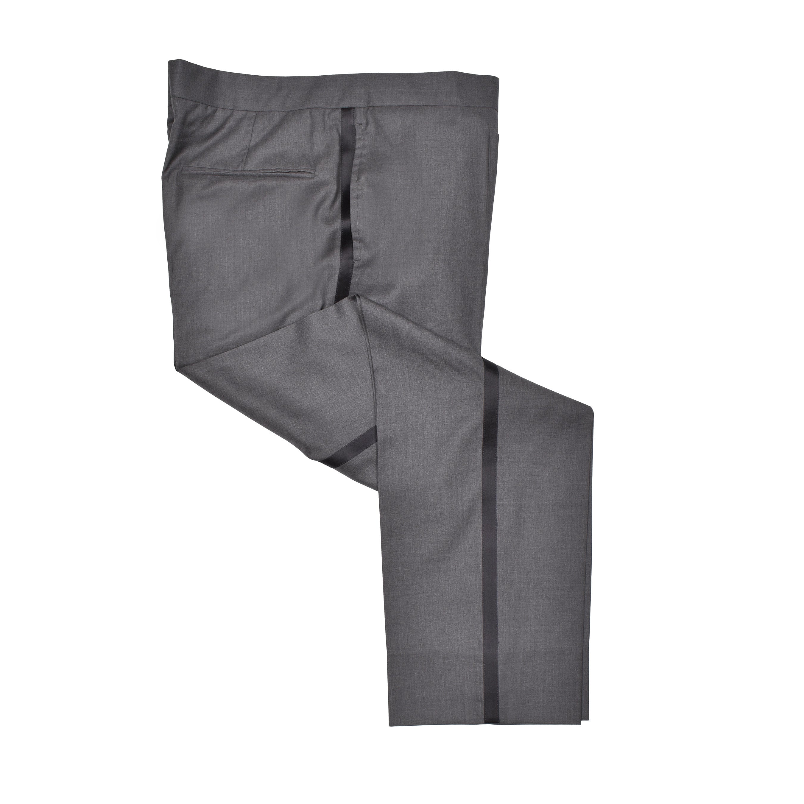 BRUNELLO CUCINELLI MEN'S VIRGIN WOOL GRAY TUXEDO PANTS/TROUSERS