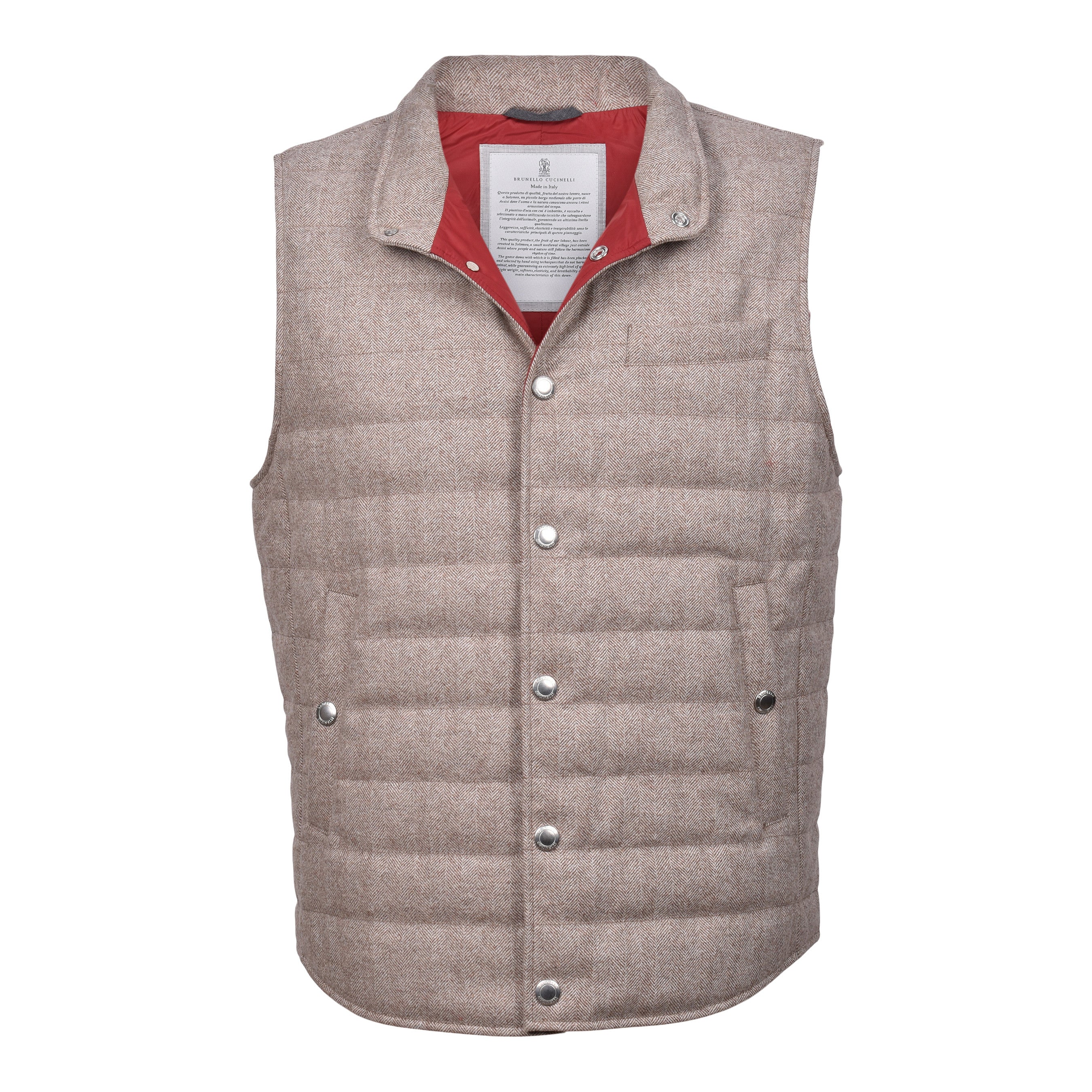 BRUNELLO CUCINELLI MEN'S 100% VIRGIN WOOL DOWN FILLED PUFFER VEST