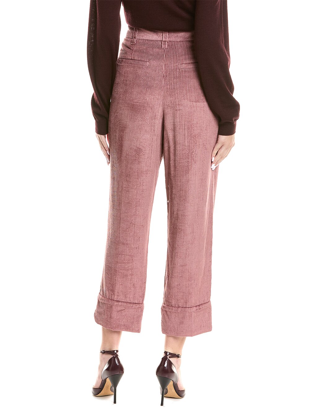 BRUNELLO CUCINELLI WOMEN'S PINK CROPPED WIDE LEG TROUSERS