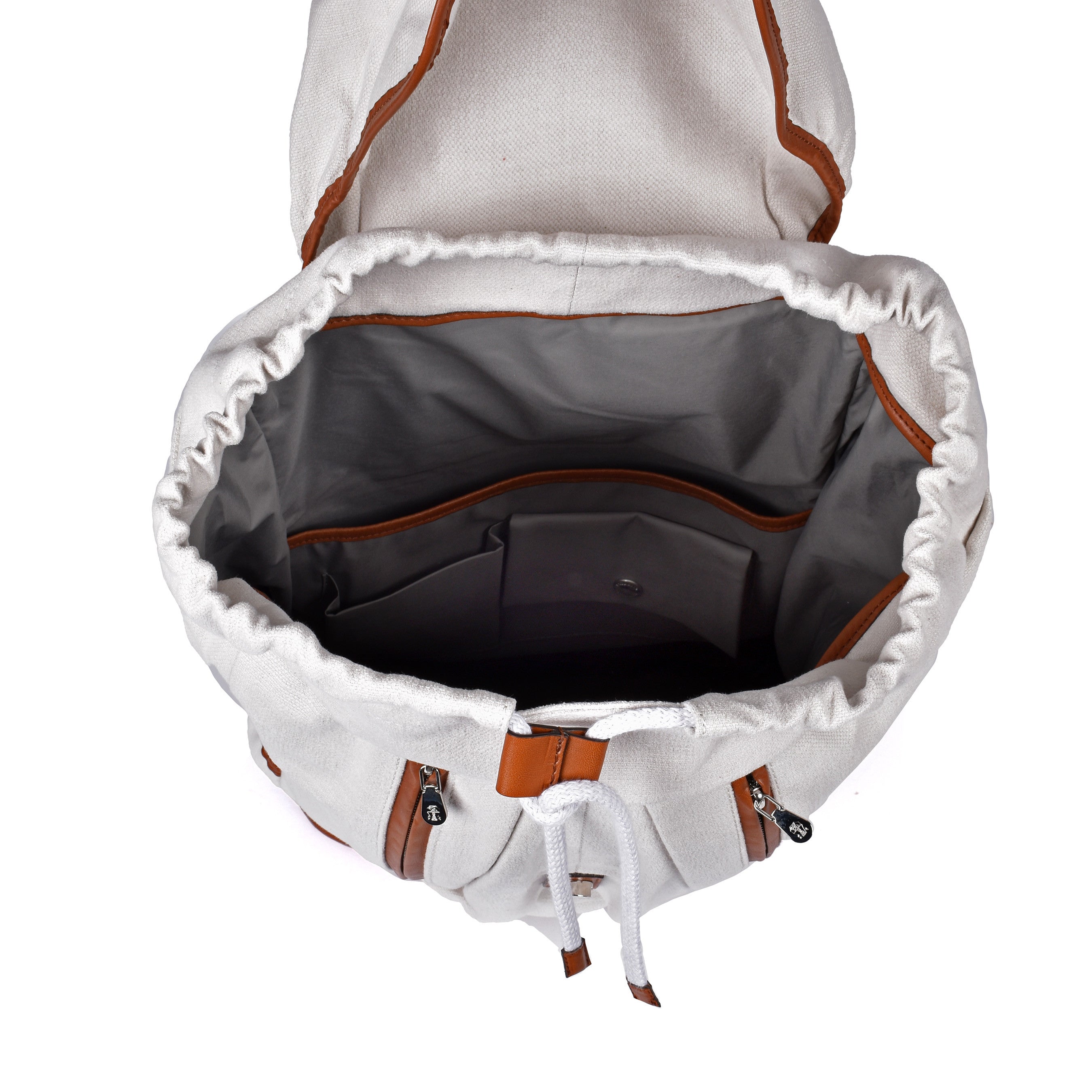 BRUNELLO CUCINELLI TWO TONE OFF WHITE TRAVELLER BACKPACK NEW
