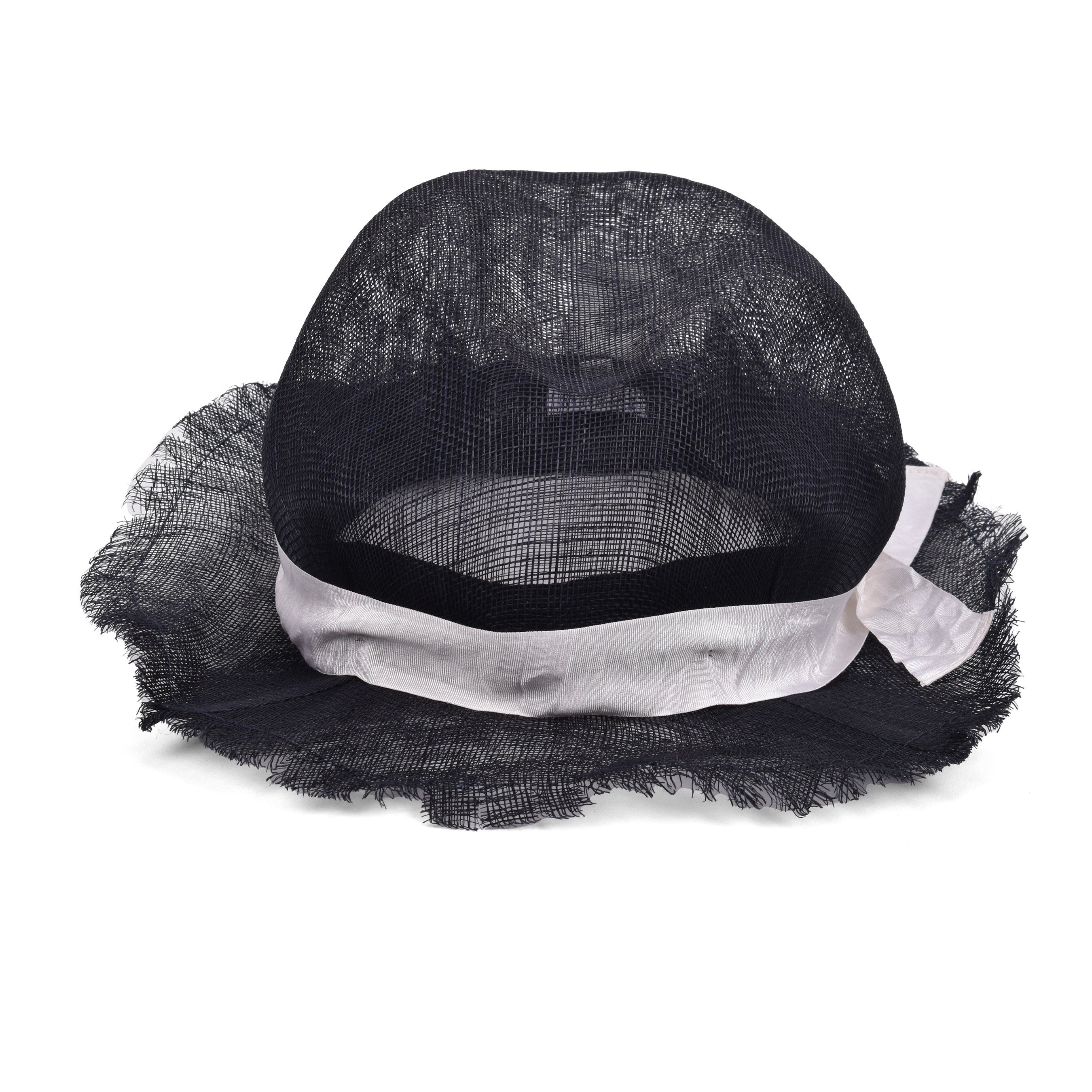 BRUNELLO CUCINELLI WOMEN'S BLACK MESH WIDE-BRIM HAT