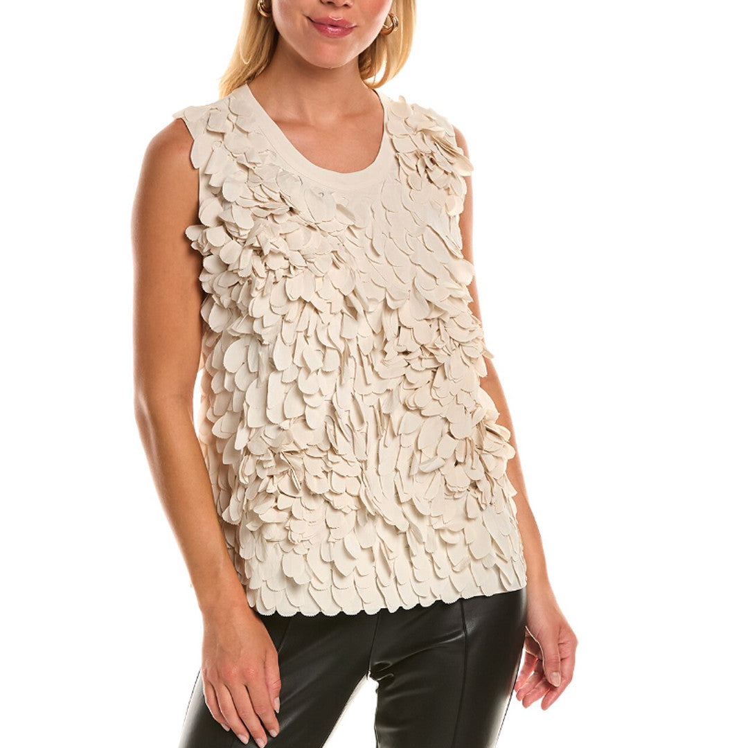 BRUNELLO CUCINELLI WOMEN'S CREAM SILK BLEND TEXTURED TOP