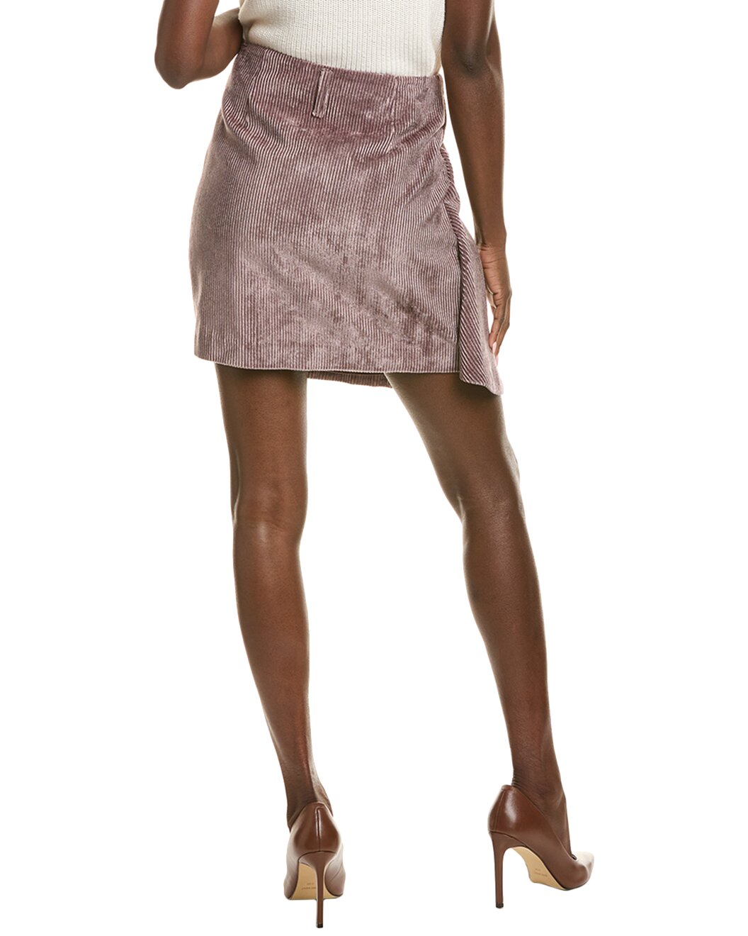 BRUNELLO CUCINELLI WOMEN'S TAUPE CORDUROY A-LINE SKIRT