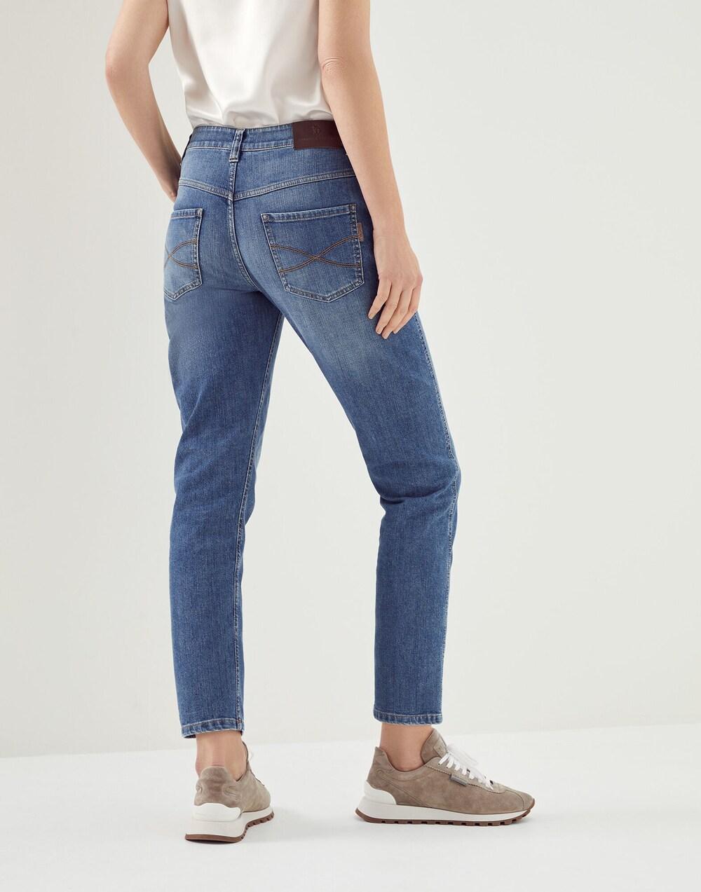 BRUNELLO CUCINELLI WOMEN'S MEDIUM BLUE STRAIGHT TROUSERS