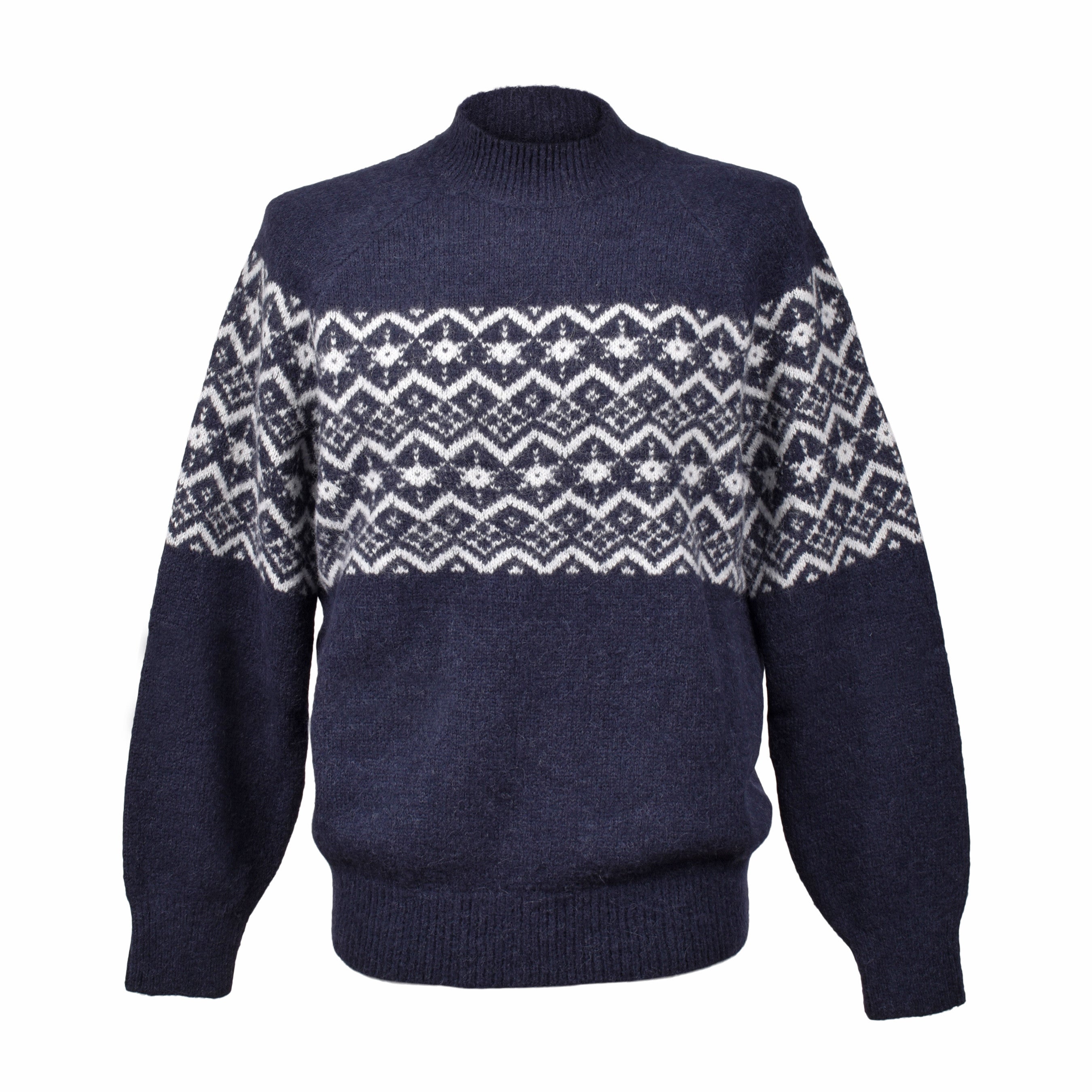 BRUNELLO CUCINELLI MEN'S TWO TONE MOCK COLLAR NAVY SWEATER / PULLOVER