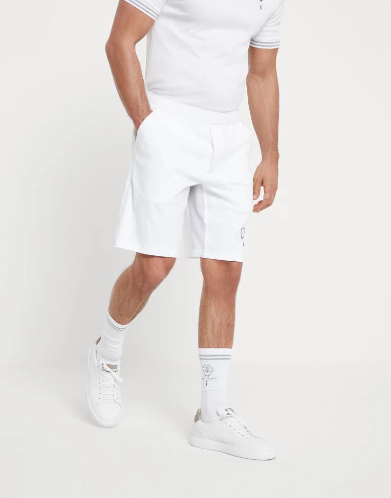 BRUNELLO CUCINELLI MEN'S WHITE TAILORED ATHLETIC SHORTS