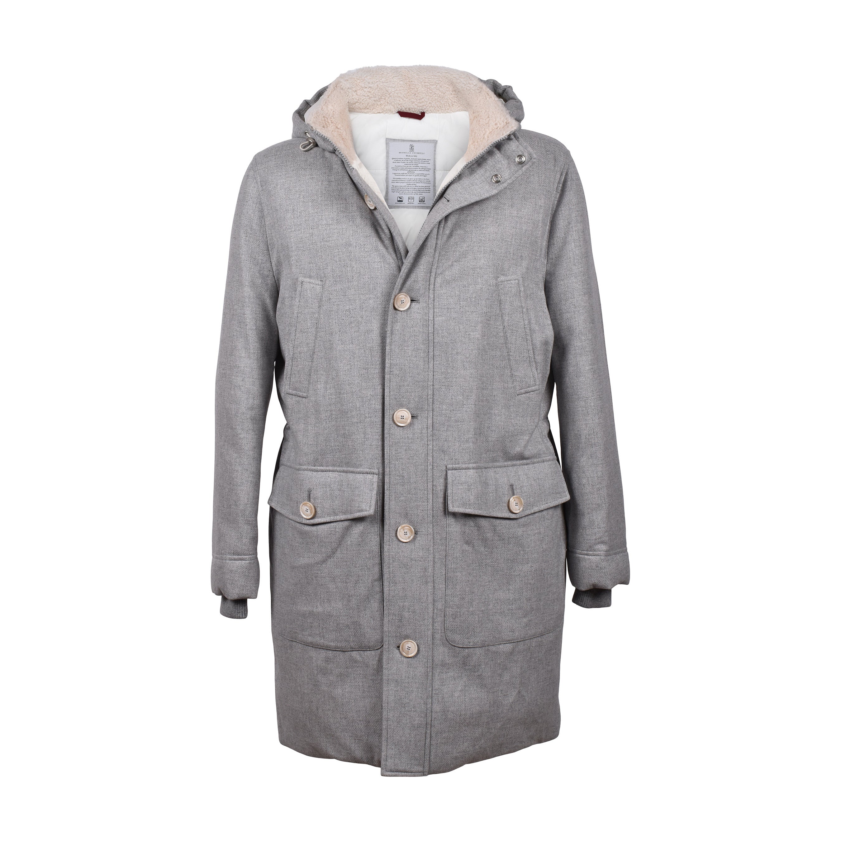 BRUNELLO CUCINELLI MEN'S FOG WOOL BLEND PUFFER PARKA