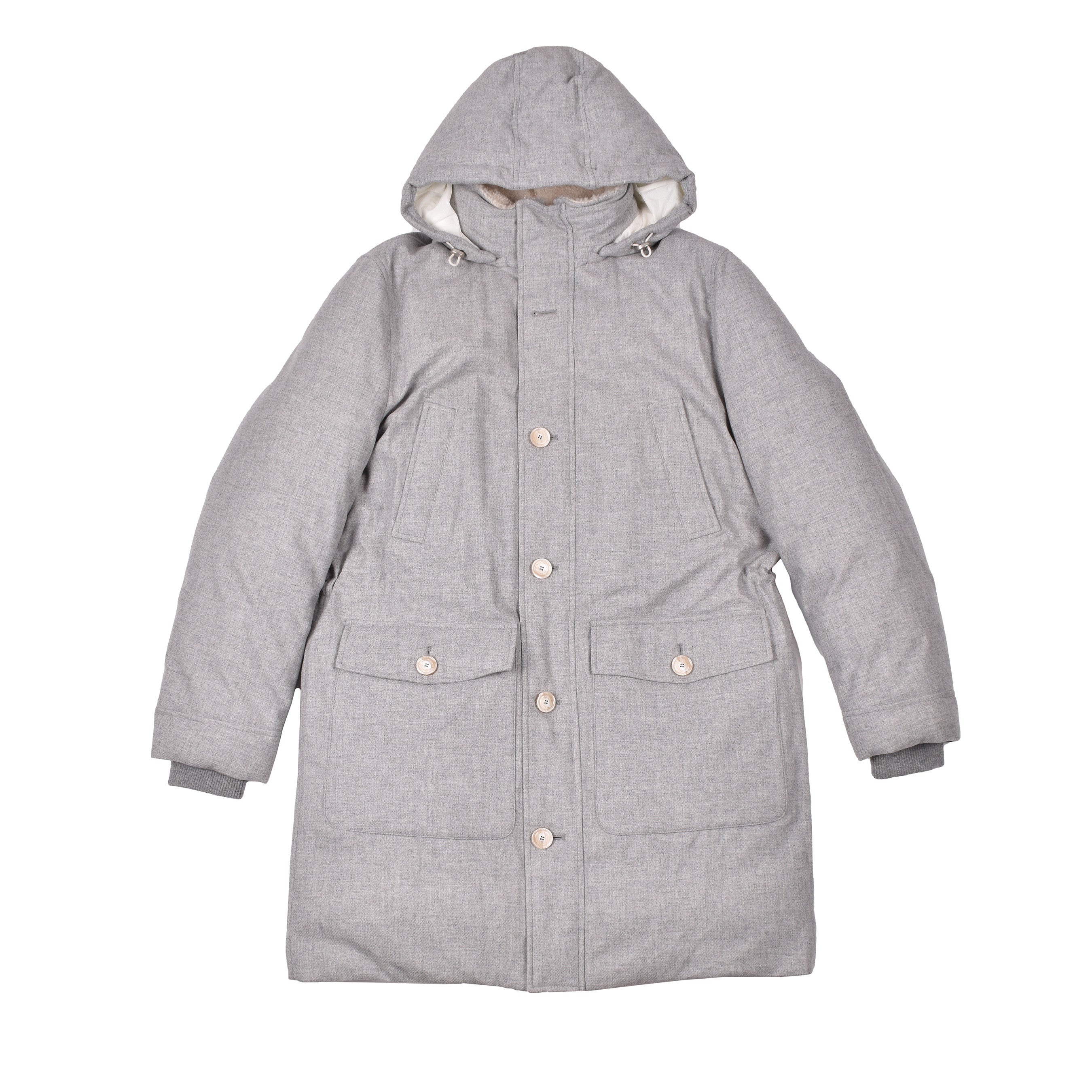 BRUNELLO CUCINELLI MEN'S FOG WOOL BLEND PUFFER PARKA
