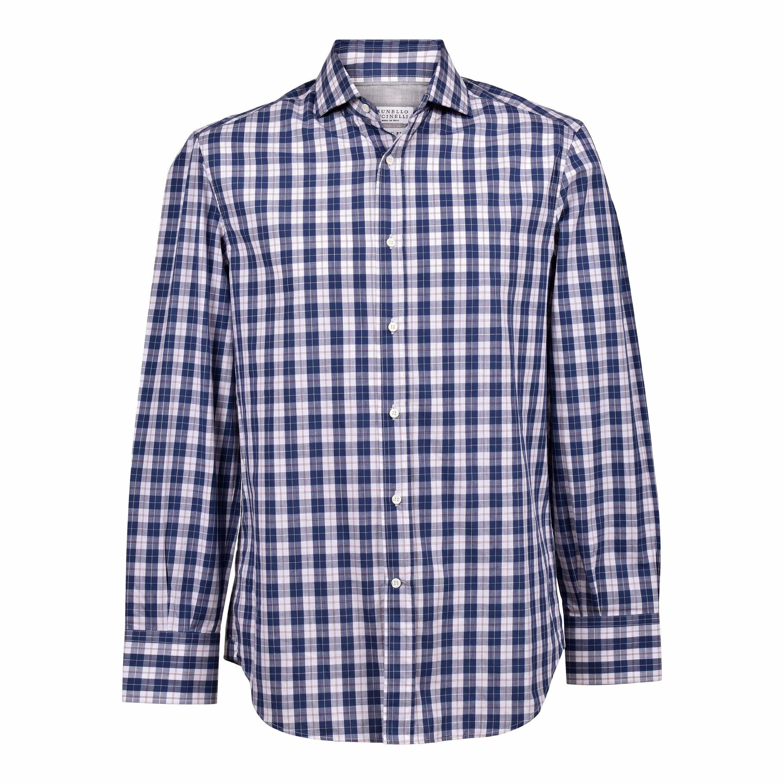 BRUNELLO CUCINELLI MEN'S CASUAL BASIC FIT LONG SLEEVE BUTTON DOWN PLAID SHIRT