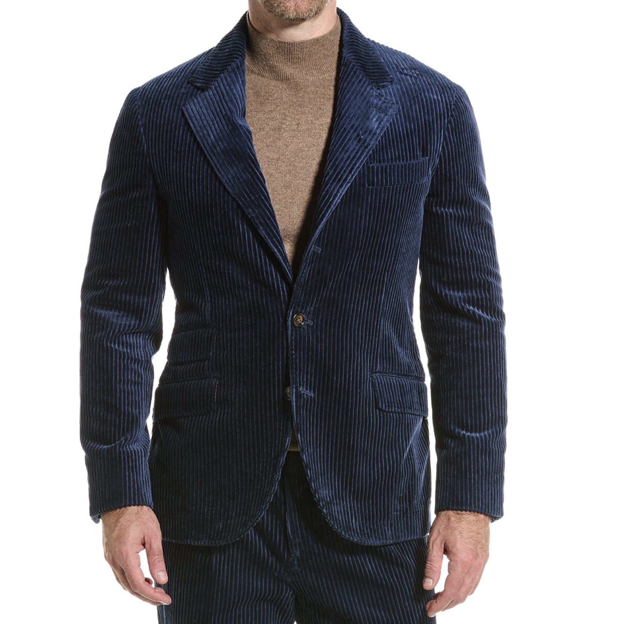 BRUNELLO CUCINELLI MEN'S 100% COTTON 3 BUTTON CASUAL CORDUROY TWO PIECE SUIT