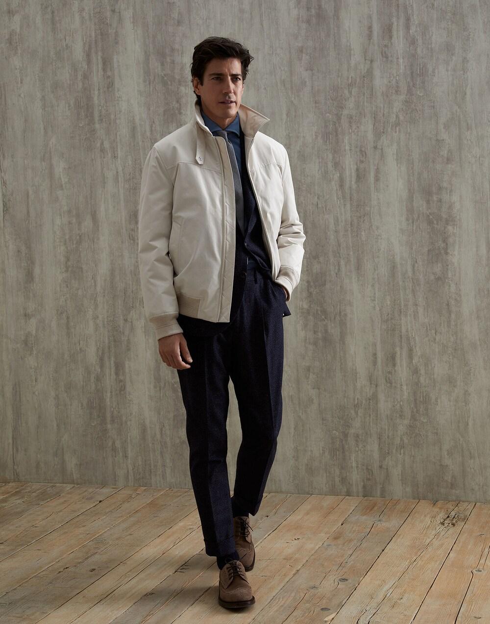 BRUNELLO CUCINELLI MEN'S DARK BLUE WOOL SILK TROUSERS