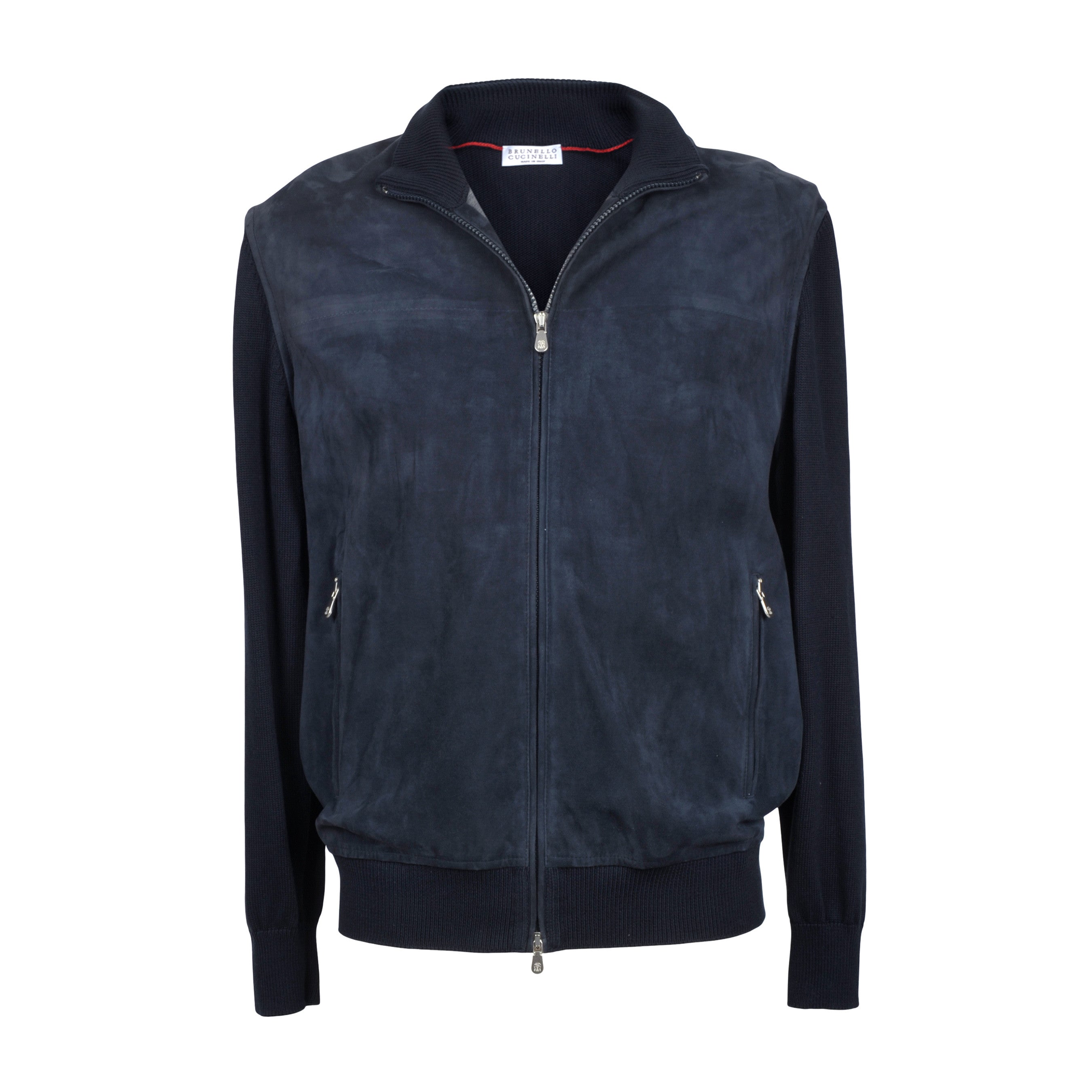 BRUNELLO CUCINELLI MEN'S TWO TONE SUEDE BLEND KNIT ZIP UP SWEATER/JACKET NEW