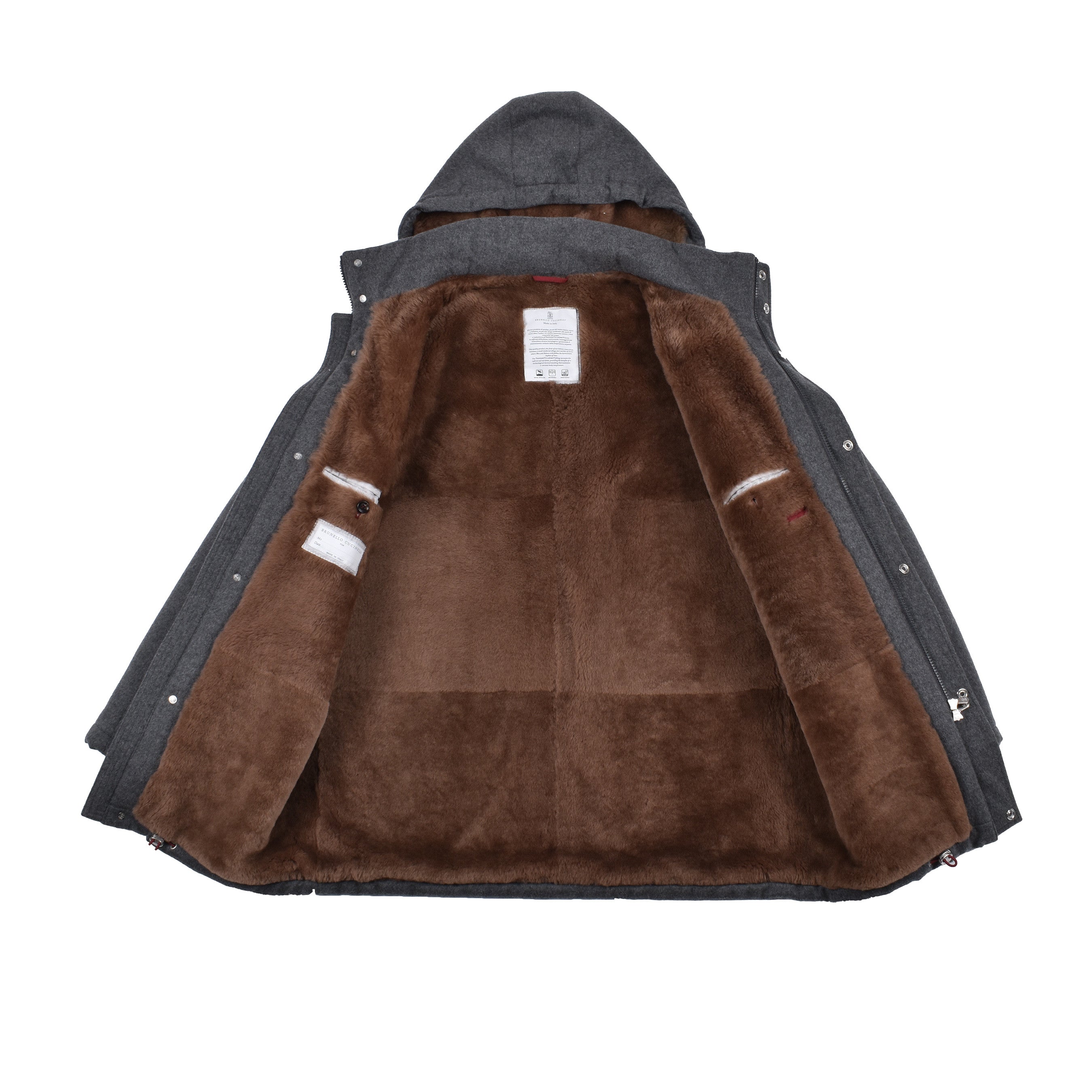 BRUNELLO CUCINELLI MEN'S SHEARLING LINED DOWN FILLED 100% CASHMERE PARKA/COAT