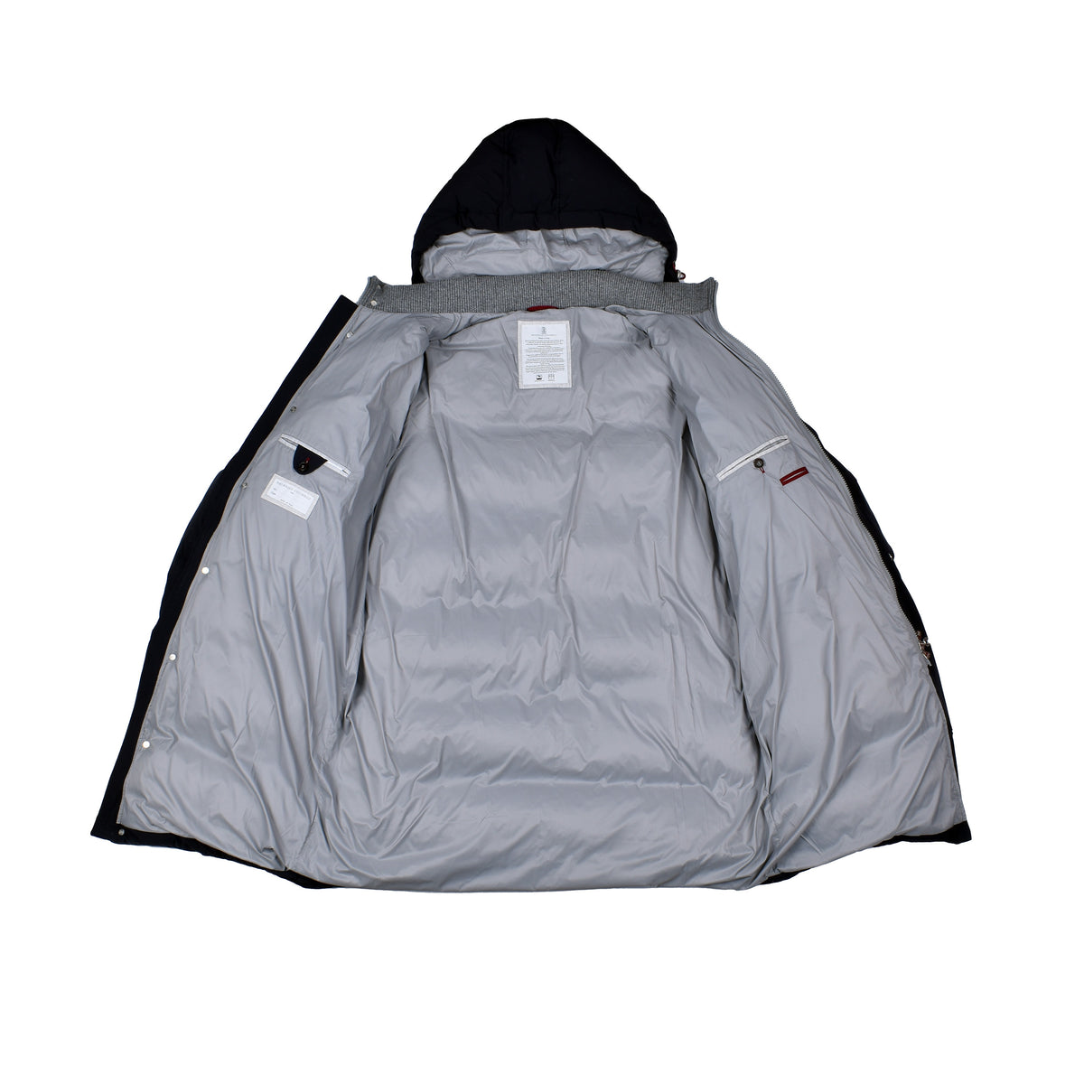 BRUNELLO CUCINELLI MEN'S NAVY MEDIUM GRAY PUFFER JACKET