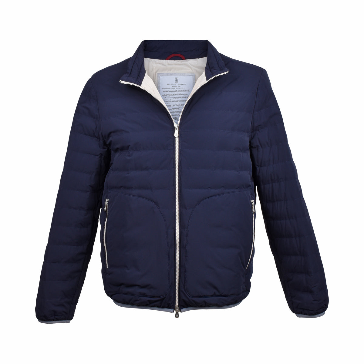 BRUNELLO CUCINELLI MEN'S NAVY QUILTED ZIP JACKET