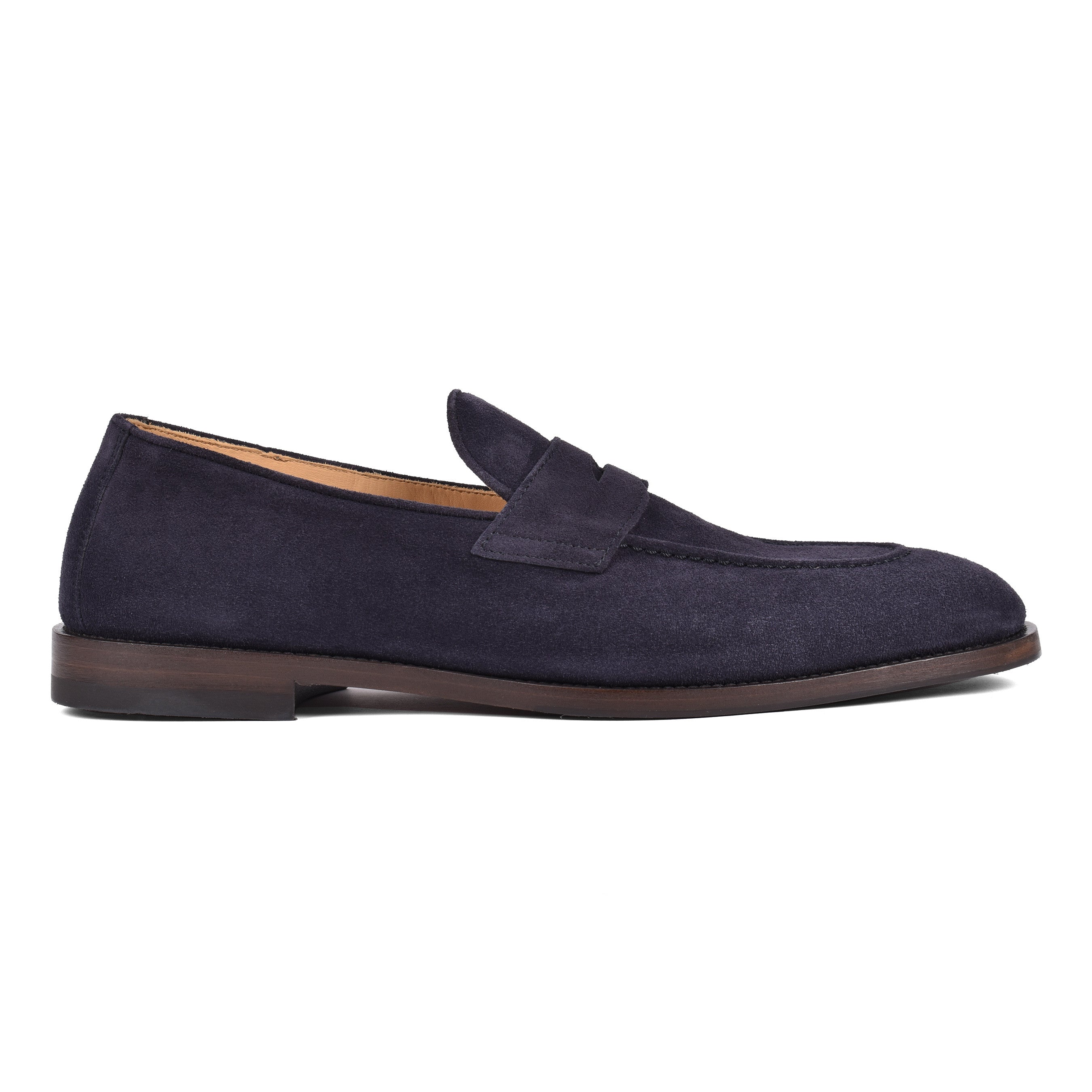 BRUNELLO CUCINELLI MEN'S BLUE SUEDE LEATHER LOAFERS