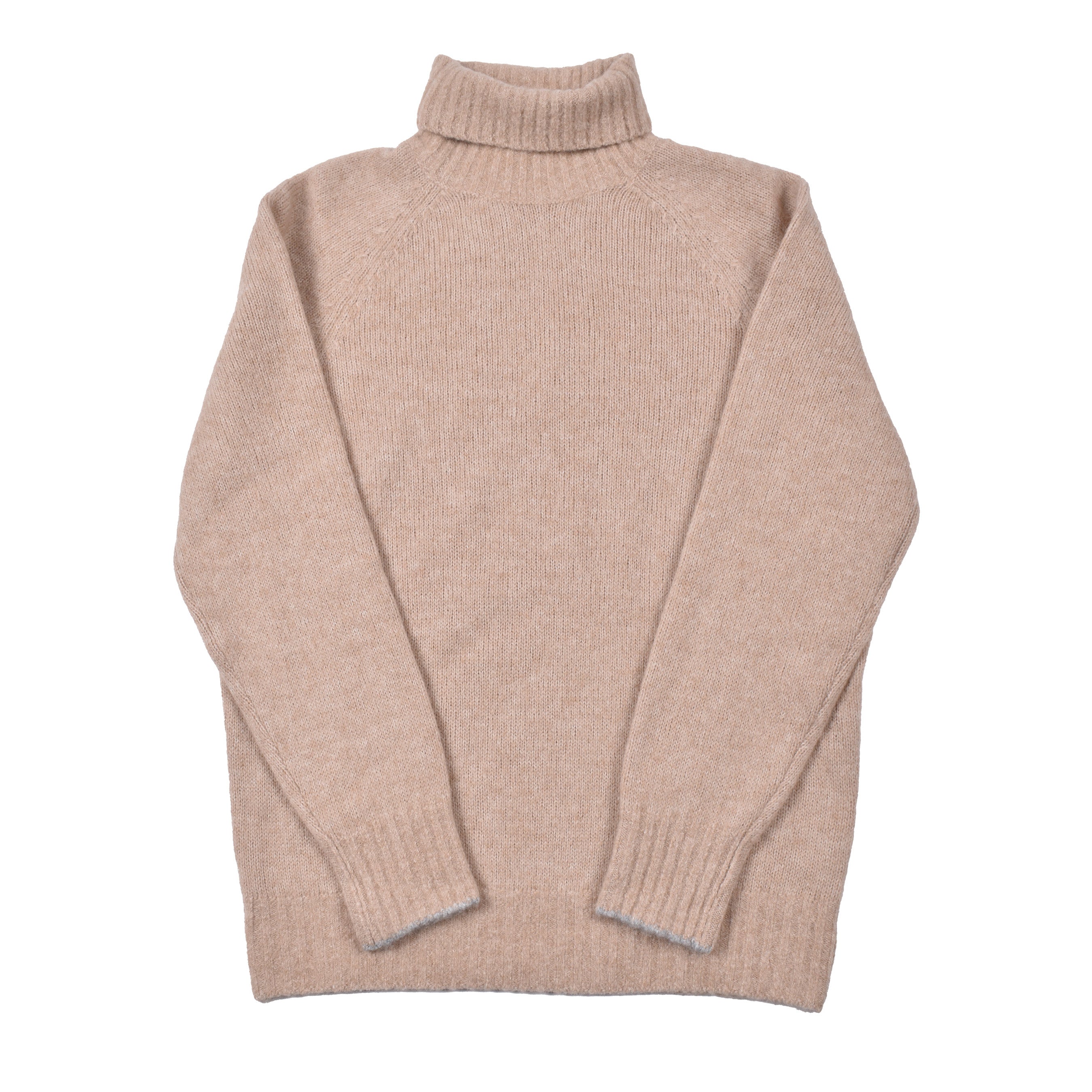 BRUNELLO CUCINELLI MEN'S LIGHT CAMEL WOOL TURTLENECK SWEATER
