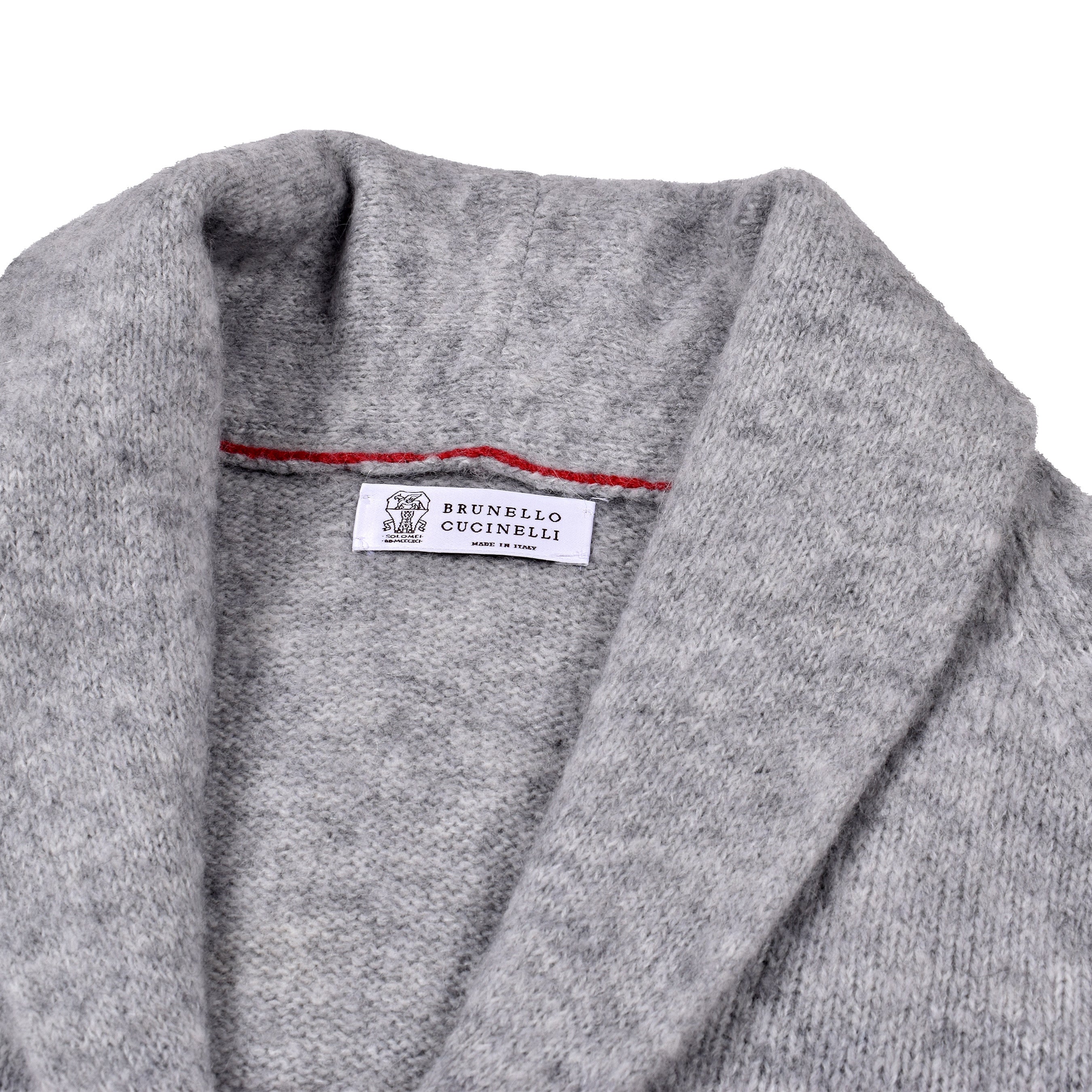BRUNELLO CUCINELLI MEN'S PEARL GRAY ALPACA WOOL CARDIGAN