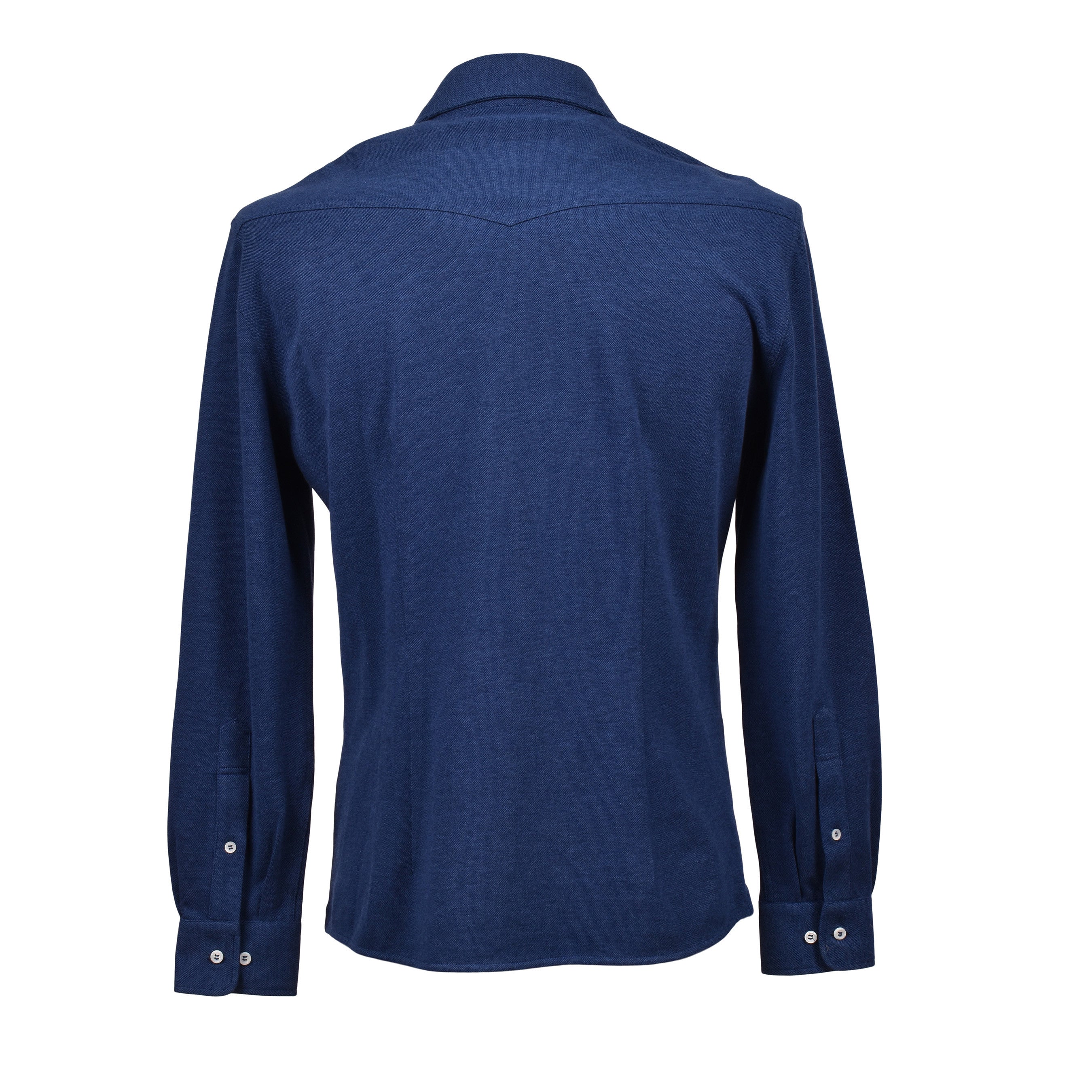 BRUNELLO CUCINELLI MEN'S DARK BLUE WESTERN SHIRT
