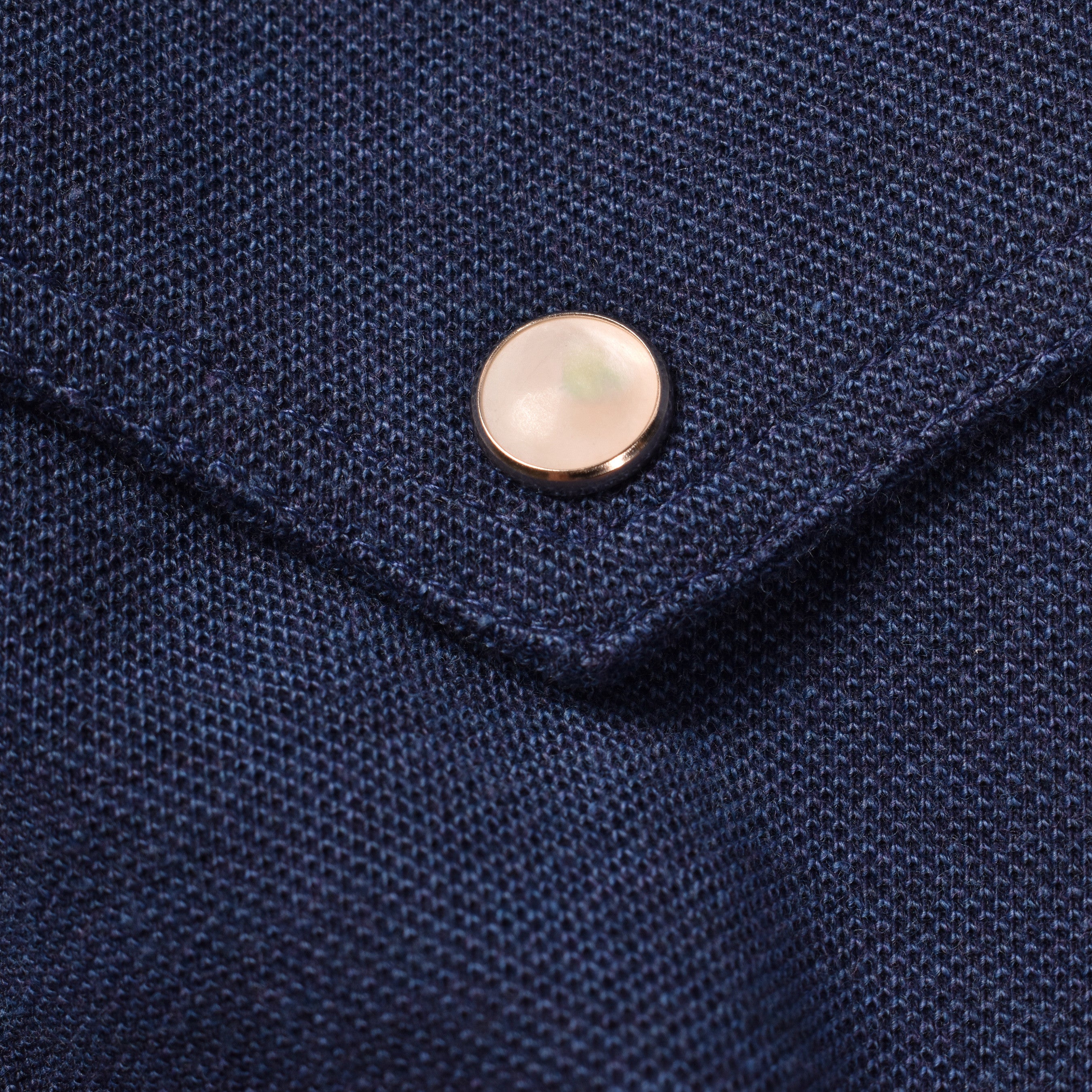 BRUNELLO CUCINELLI MEN'S DARK BLUE WESTERN SHIRT