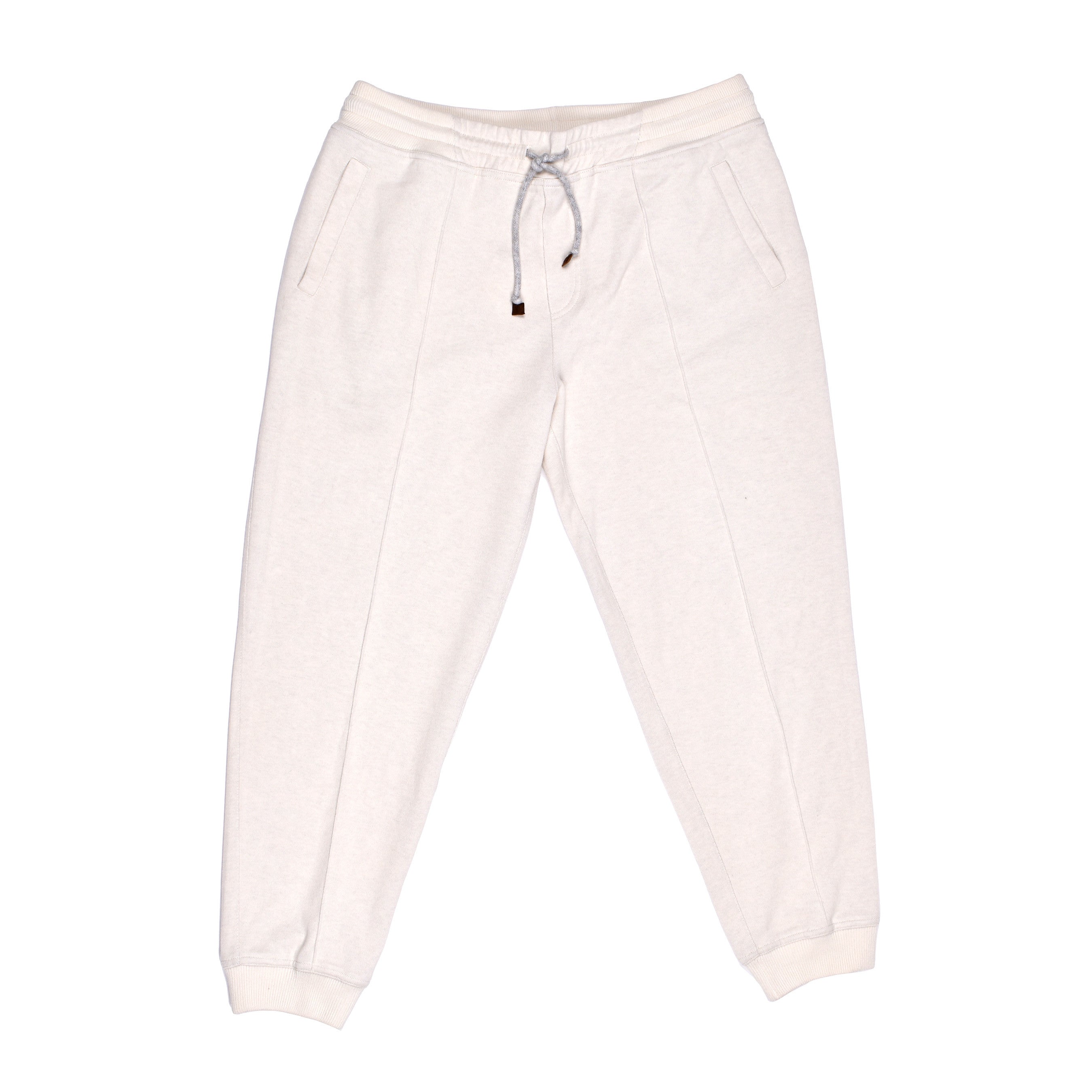 BRUNELLO CUCINELLI MEN'S OFF WHITE WOOL BLEND TROUSERS