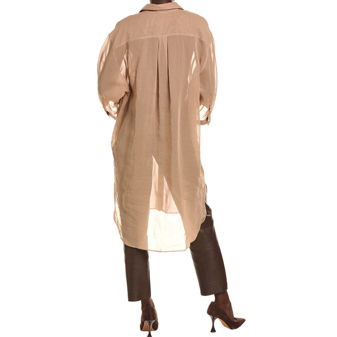 BRUNELLO CUCINELLI WOMEN'S HONEY GOLD LONG SHIRT DRESS