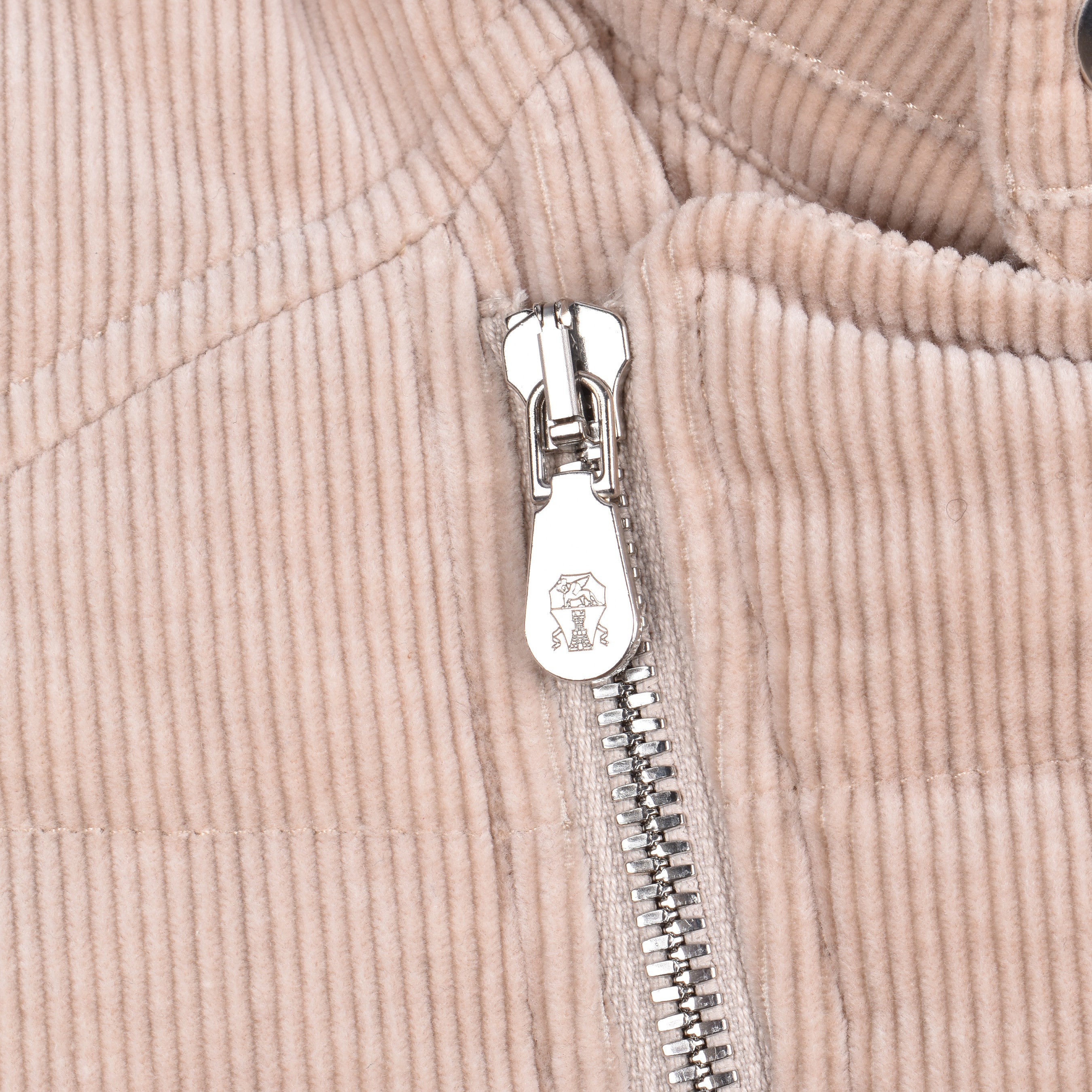 BRUNELLO CUCINELLI MEN'S CASHMERE BLEND BEIGE CORDUROY BIKER STYLE ZIP UP VEST