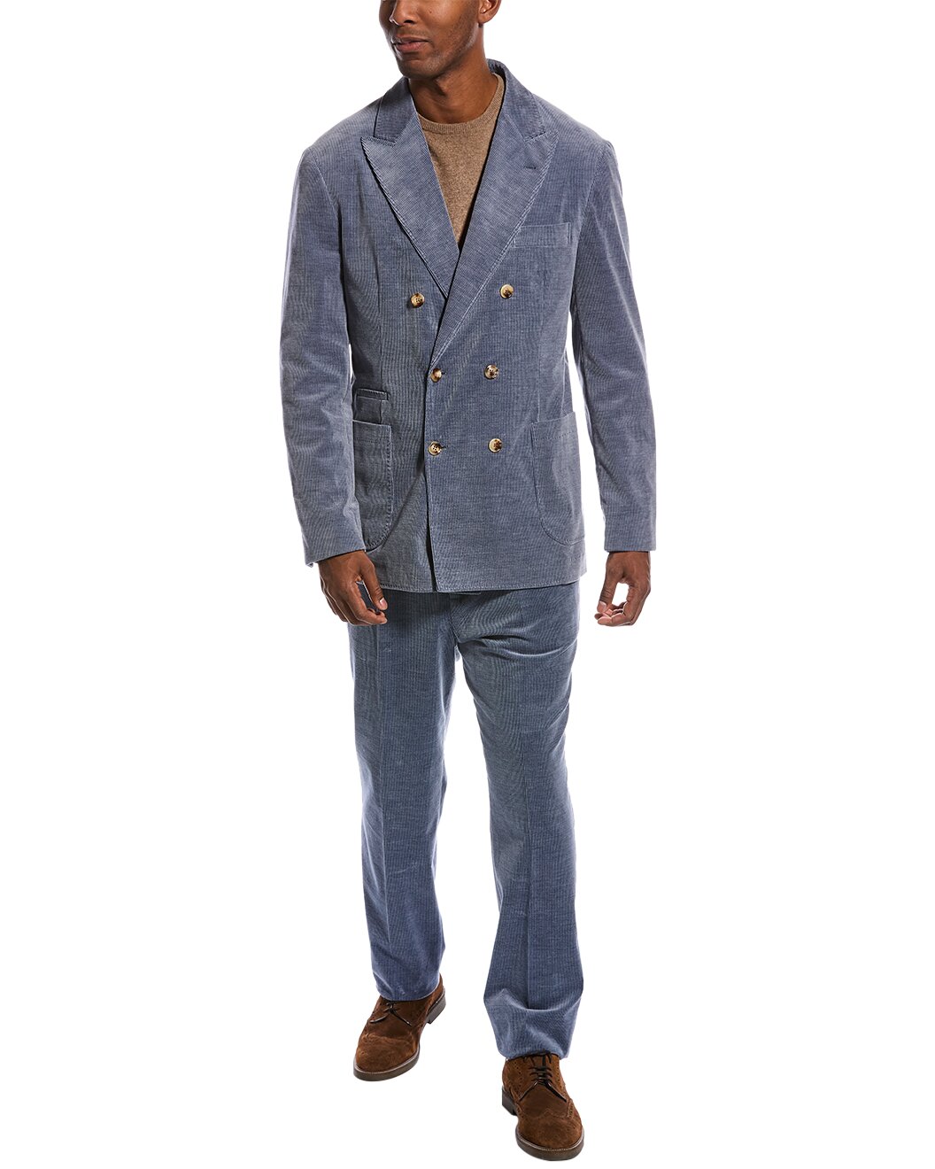 BRUNELLO CUCINELLI MEN'S BLUE DOUBLE BREASTED SUIT