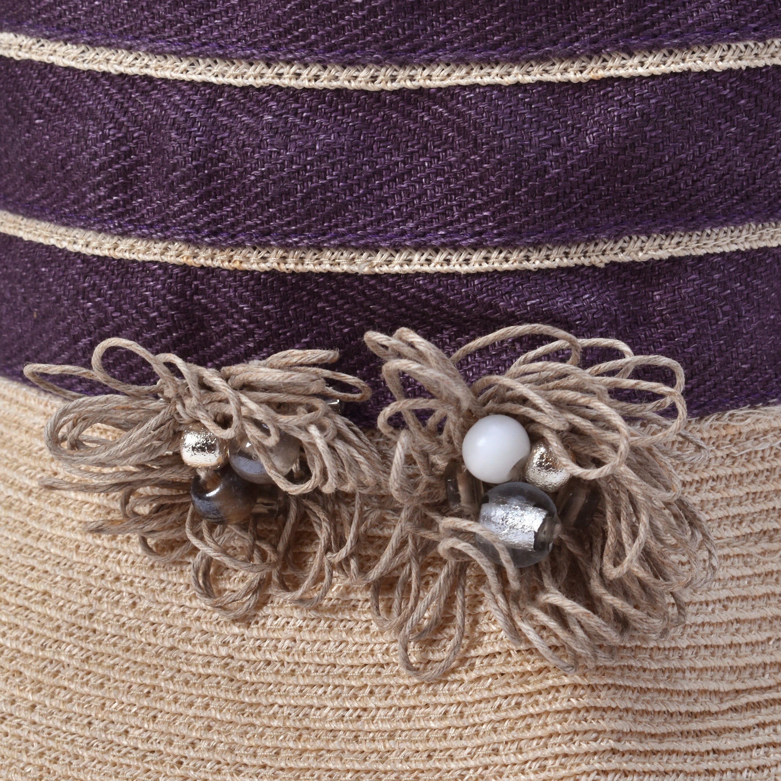 BRUNELLO CUCINELLI WOMEN'S 100% LINEN BUCKET STYLE TWO TONE STRAW HAT
