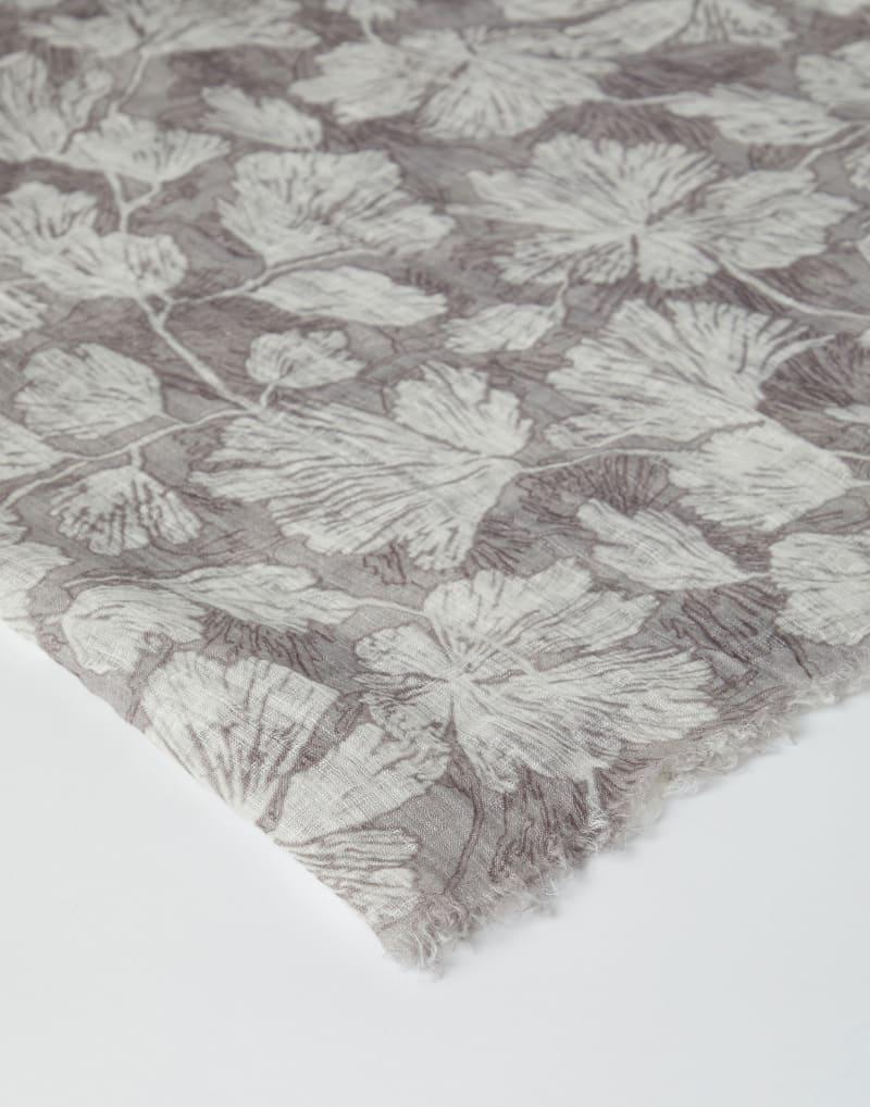 BRUNELLO CUCINELLI WOMEN'S GREY AND WHITE FLORAL SCARF