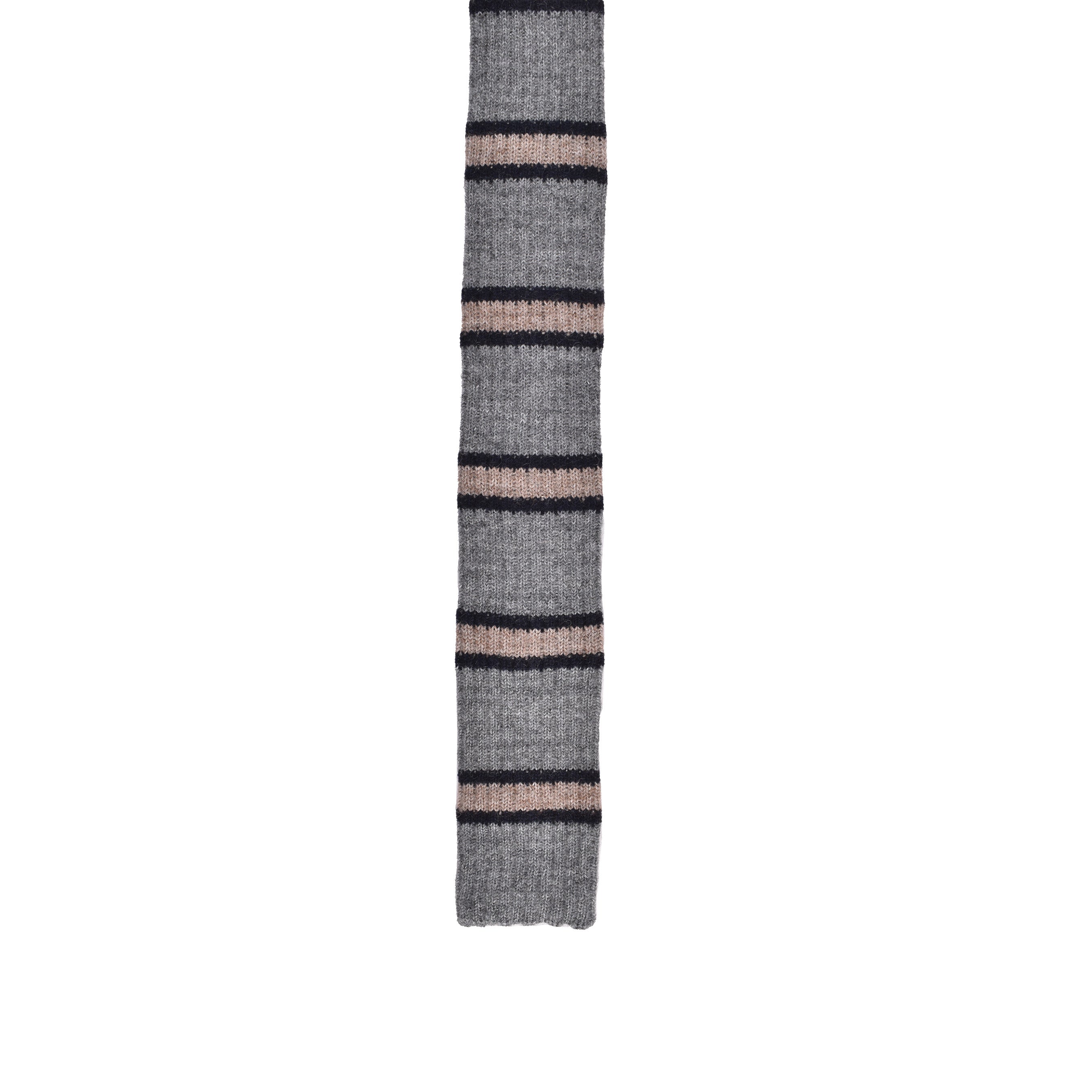BRUNELLO CUCINELLI MEN'S GREY NAVY WOOL BLEND KNIT TIE