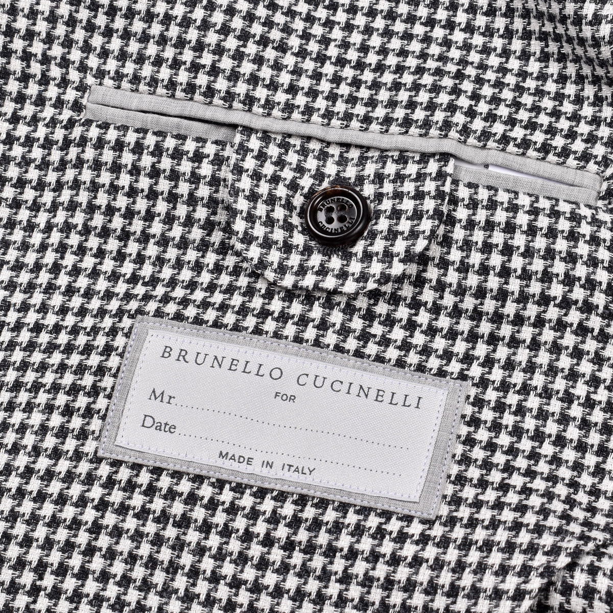 BRUNELLO CUCINELLI MEN'S GREY WOOL HOUNDSTOOTH SUIT